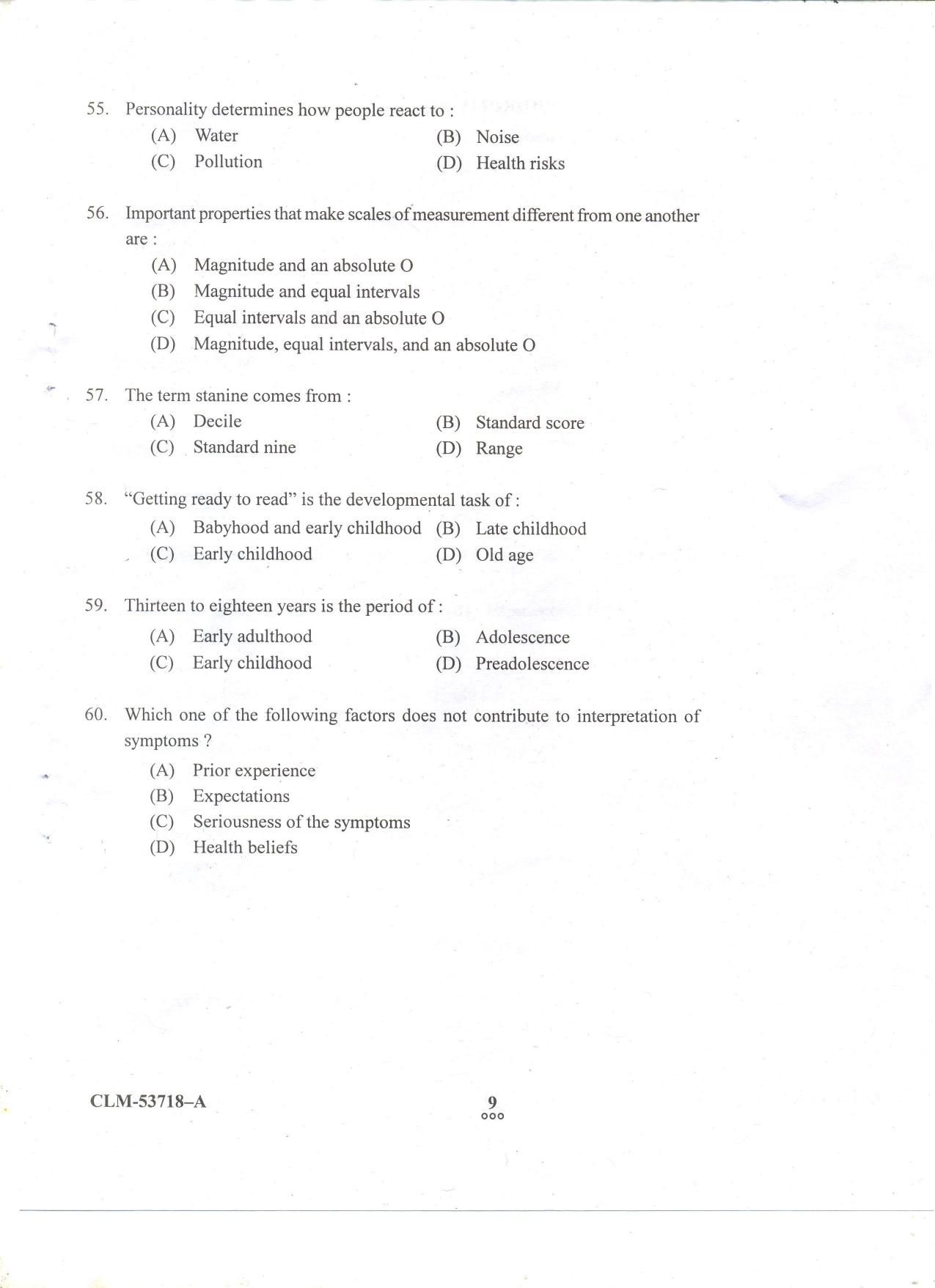 KUET 2023 M.A. Psychology Question Paper - Page 69
