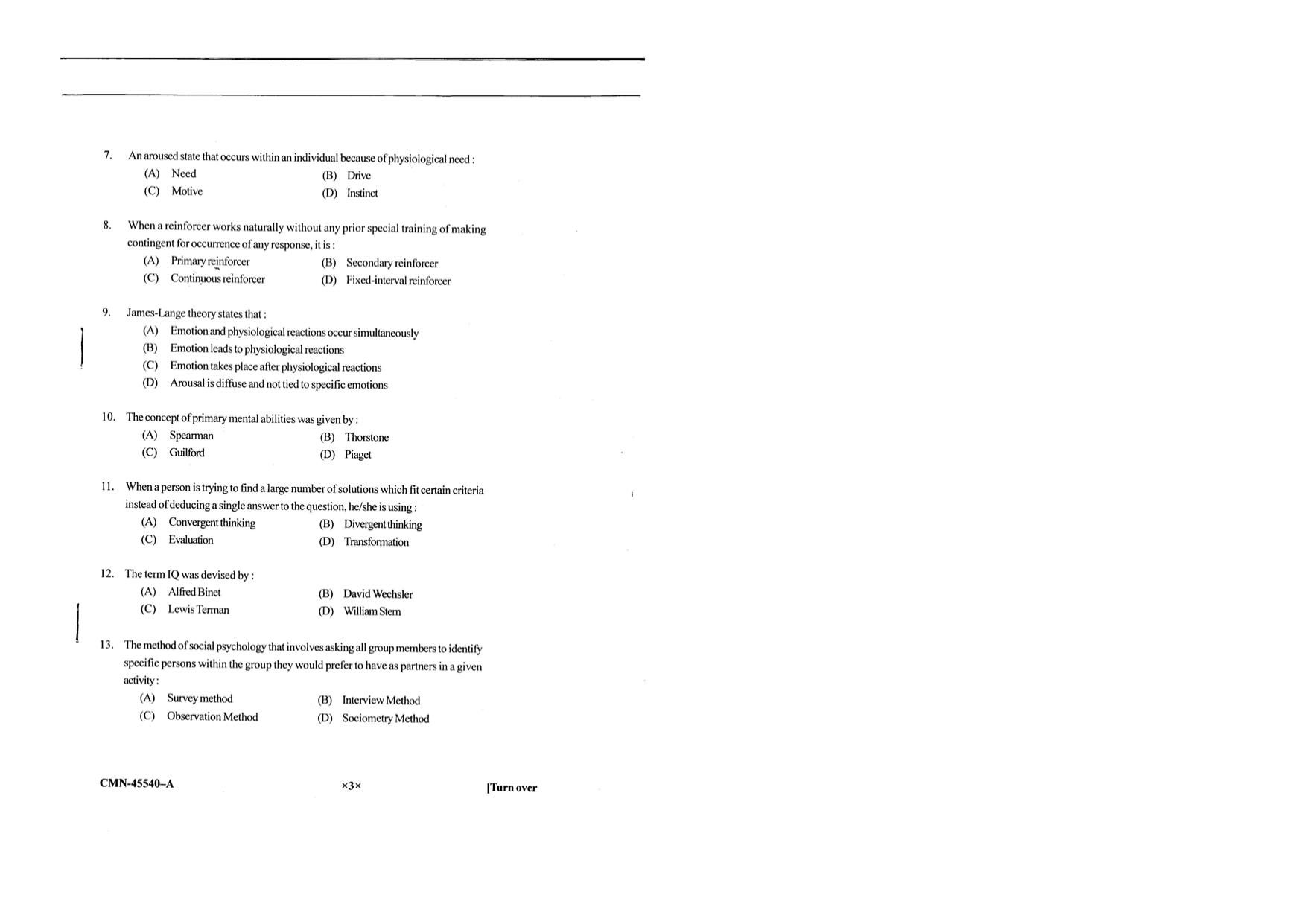 KUET 2023 M.A. Psychology Question Paper - Page 71