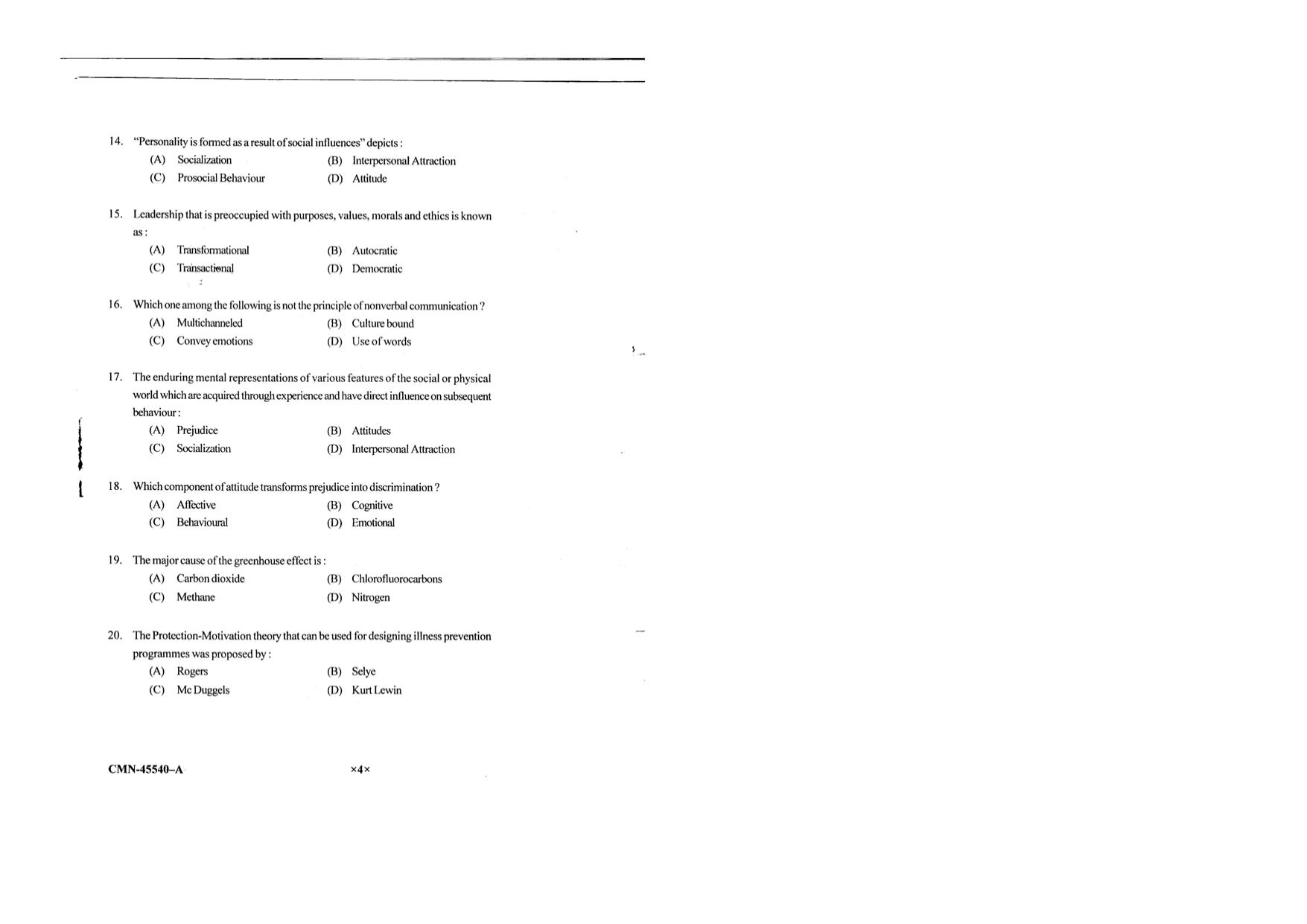 KUET 2023 M.A. Psychology Question Paper - Page 72