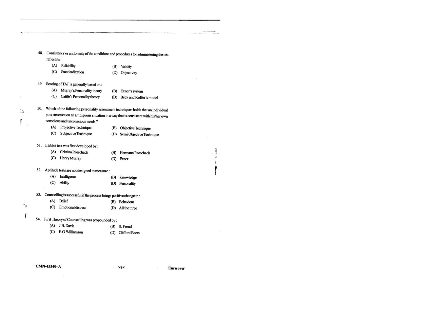 KUET 2023 M.A. Psychology Question Paper - Page 77