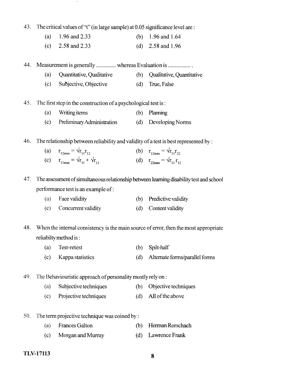 KUET 2023 M.A. Psychology Question Paper - Page 85
