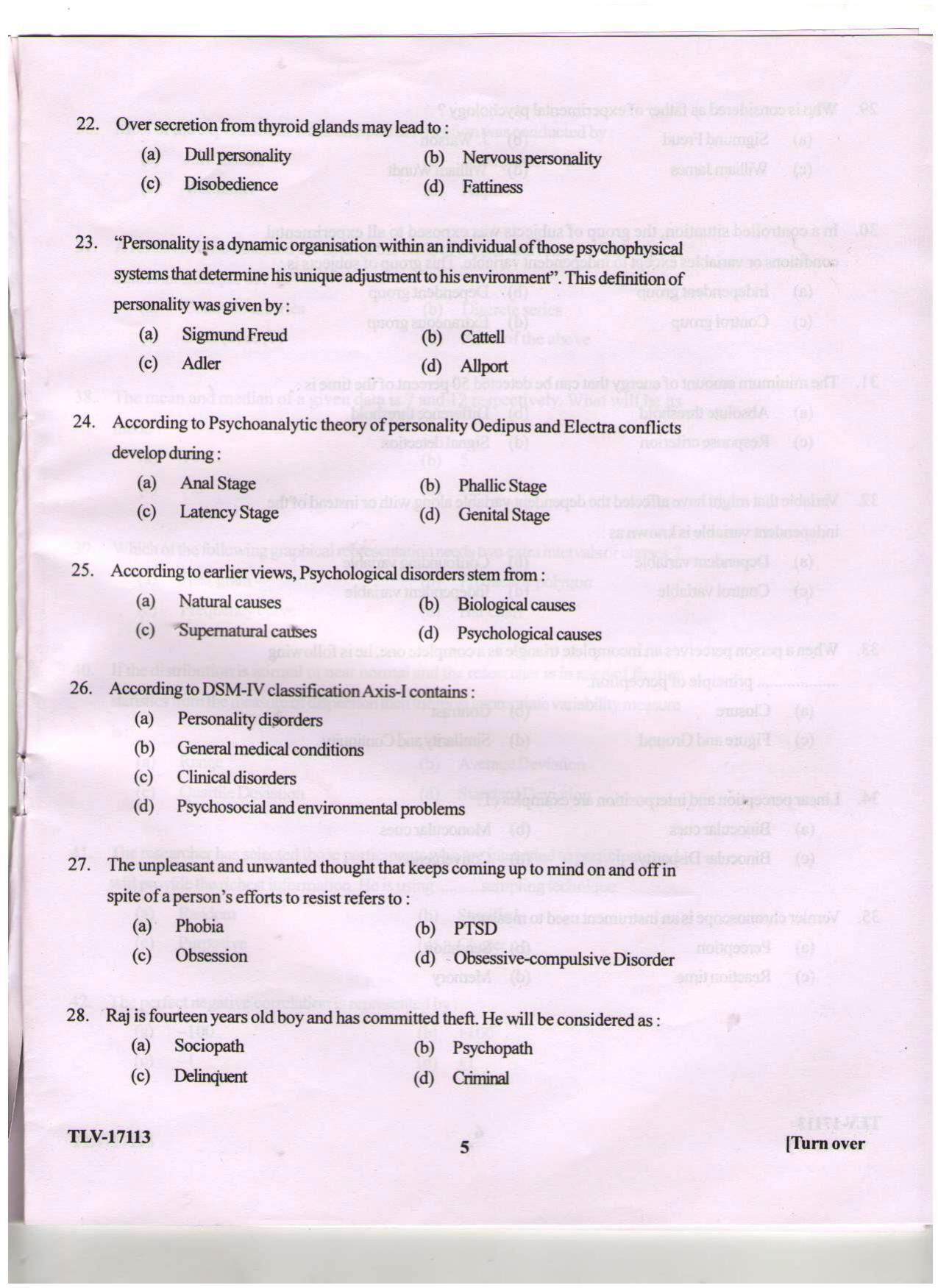 KUET 2023 M.A. Psychology Question Paper - Page 91