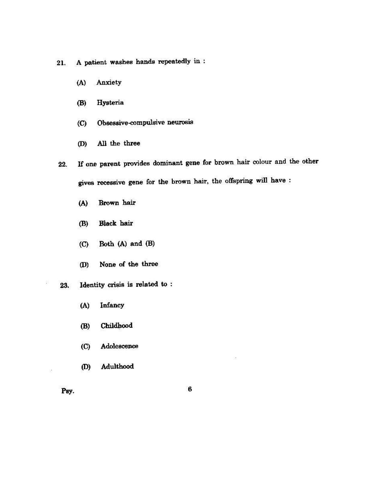 KUET 2023 M.A. Psychology Question Paper - Page 109