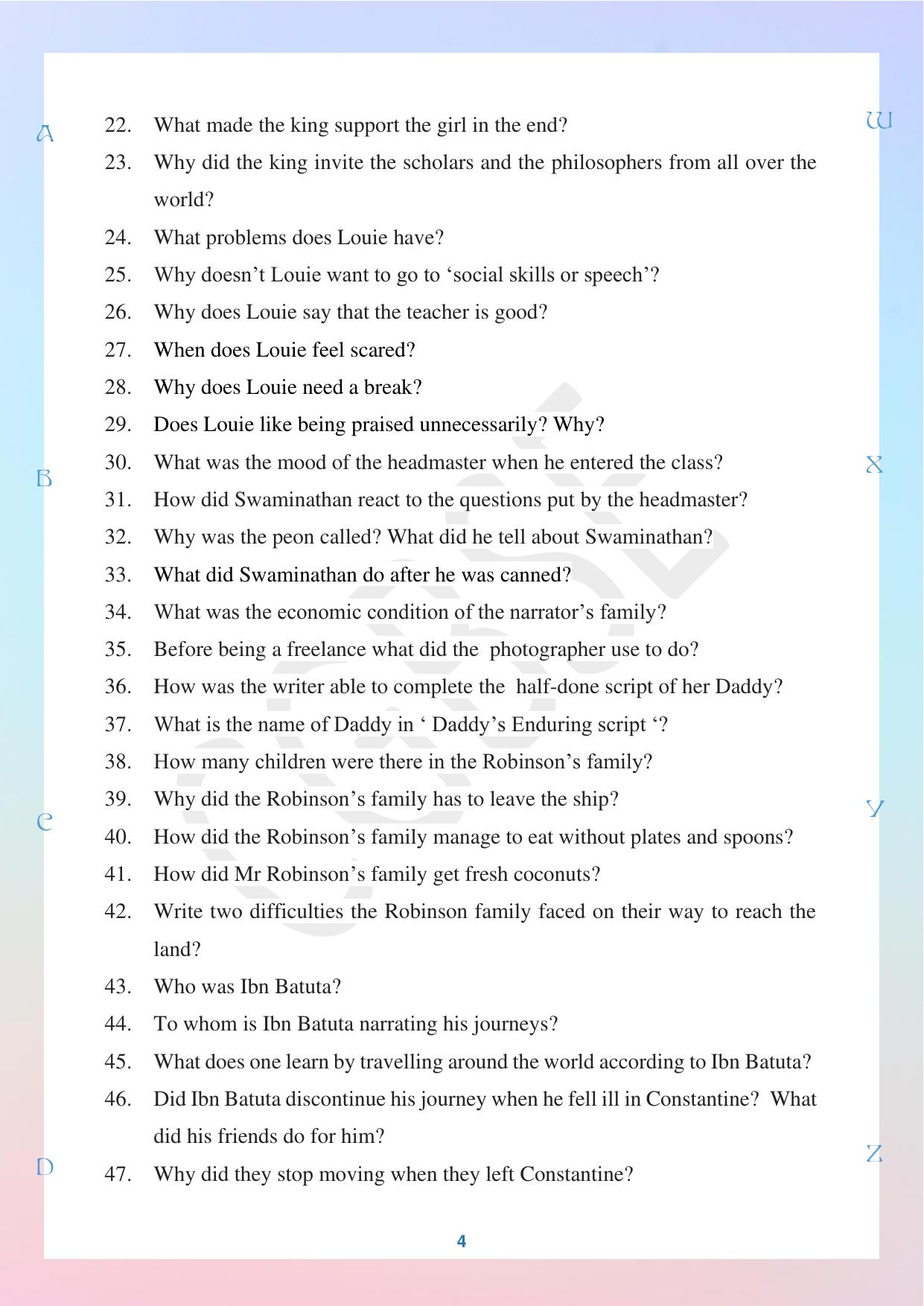 CGBSE Board Class 10 English अंग्रेजी 2023-2024 Question Bank - Page 4