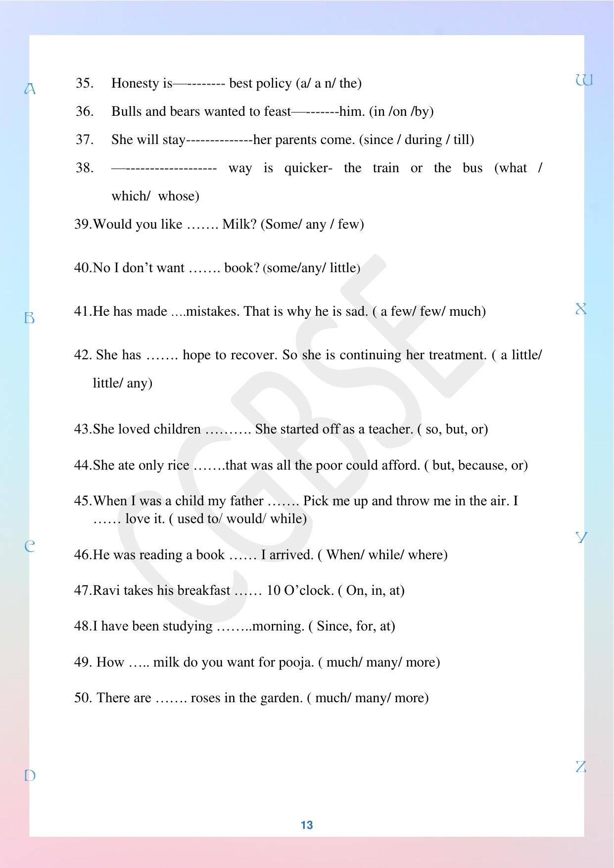 CGBSE Board Class 10 English अंग्रेजी 2023-2024 Question Bank - Page 13