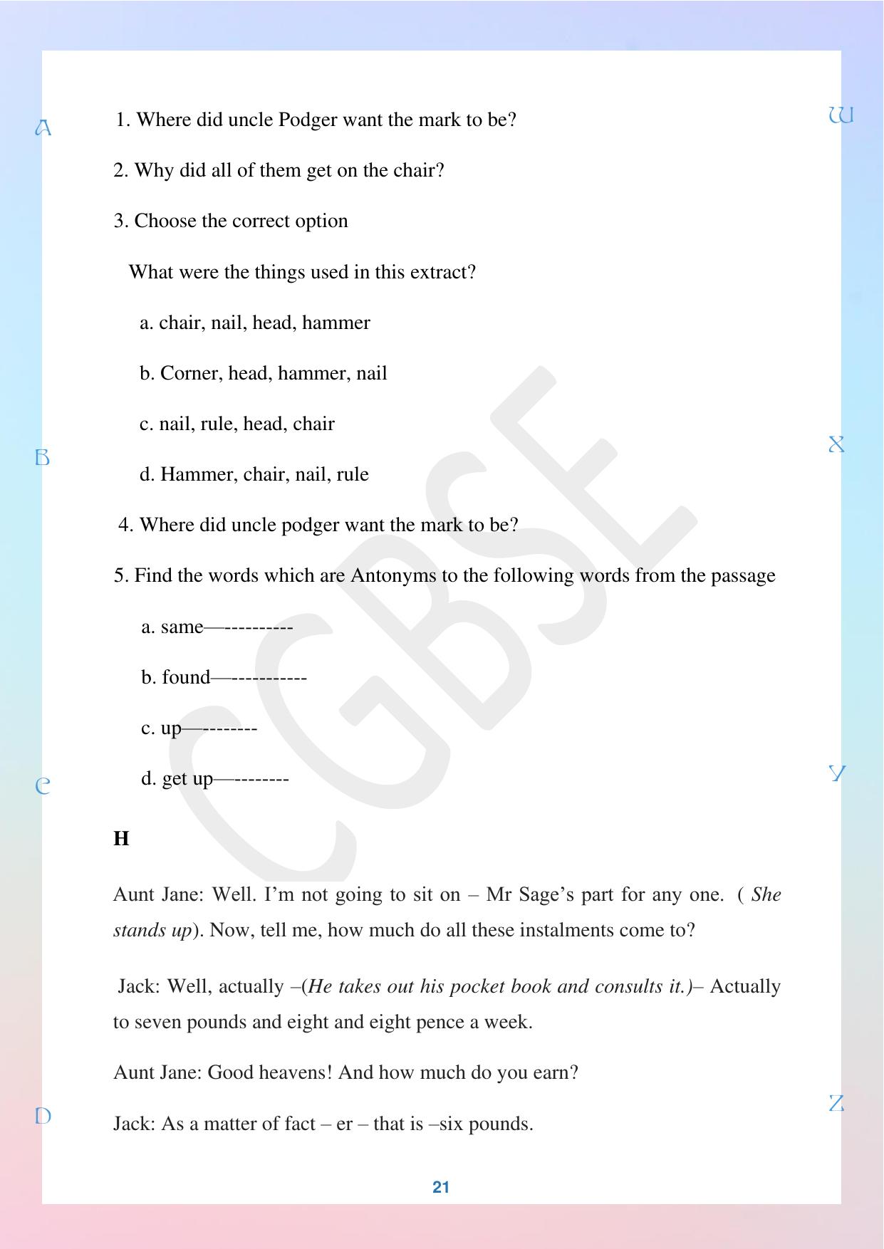 CGBSE Board Class 10 English अंग्रेजी 2023-2024 Question Bank - Page 21