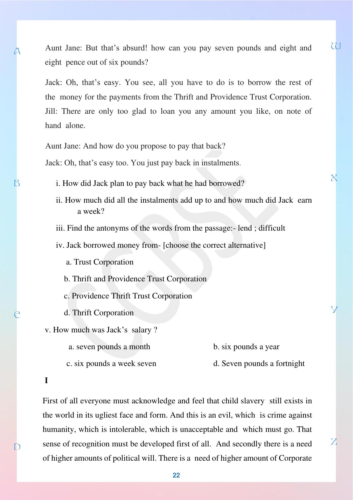 CGBSE Board Class 10 English अंग्रेजी 2023-2024 Question Bank - Page 22