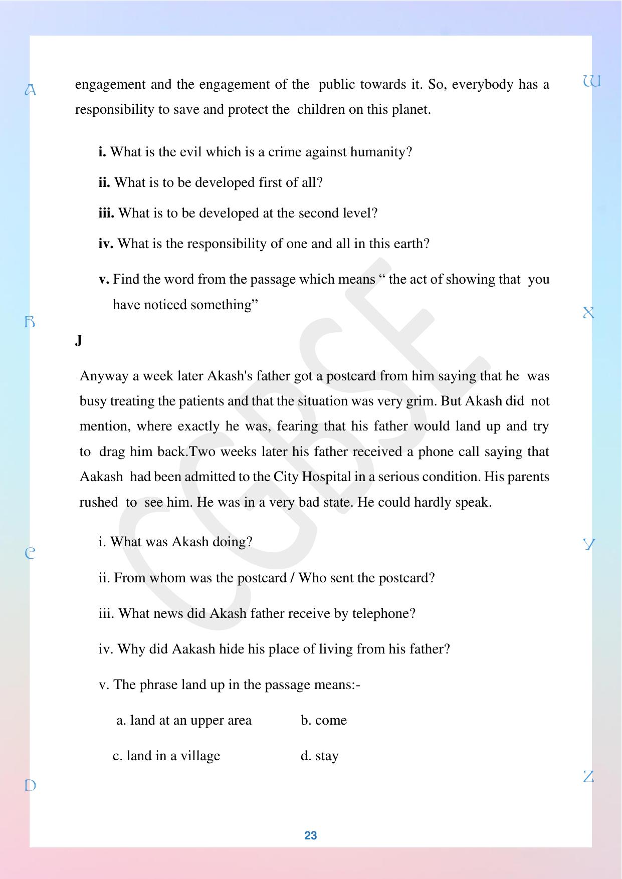 CGBSE Board Class 10 English अंग्रेजी 2023-2024 Question Bank - Page 23