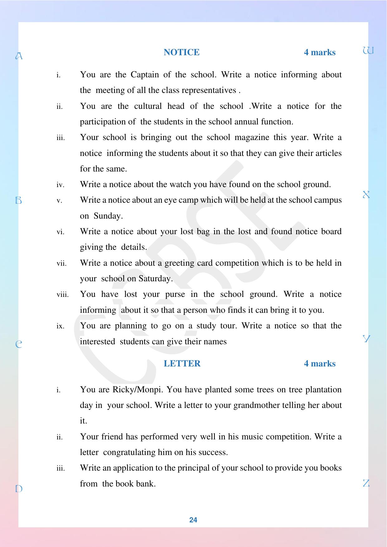 CGBSE Board Class 10 English अंग्रेजी 2023-2024 Question Bank - Page 24
