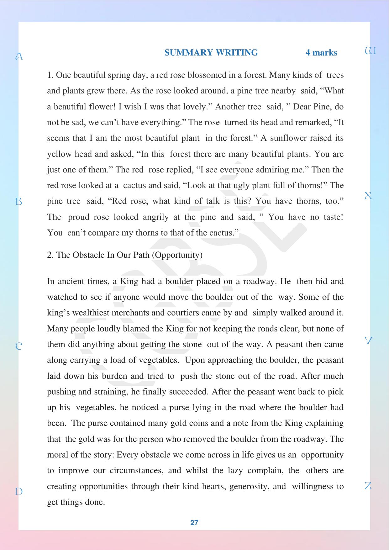 CGBSE Board Class 10 English अंग्रेजी 2023-2024 Question Bank - Page 27