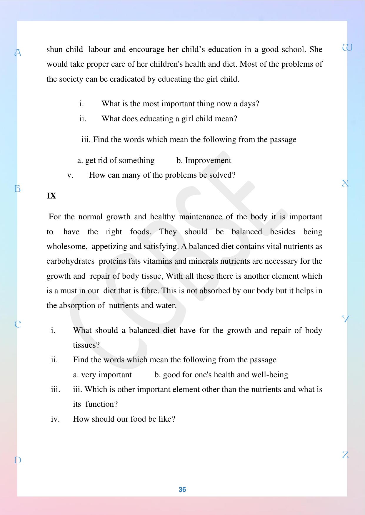 CGBSE Board Class 10 English अंग्रेजी 2023-2024 Question Bank - Page 36