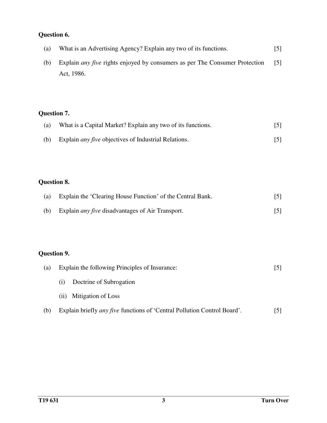 ISC Class 12 2019 Commercial Studies Question Paper - Page 3
