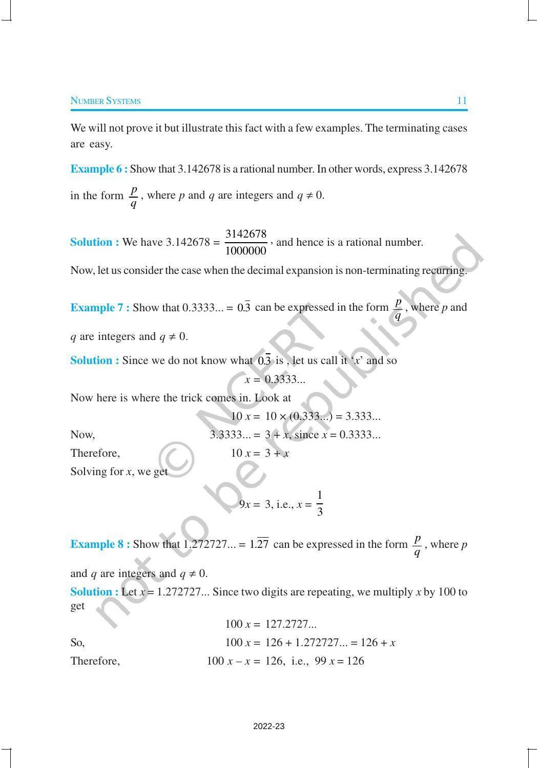 NCERT Book for Class 9 Maths Chapter 1 Number System - Page 11