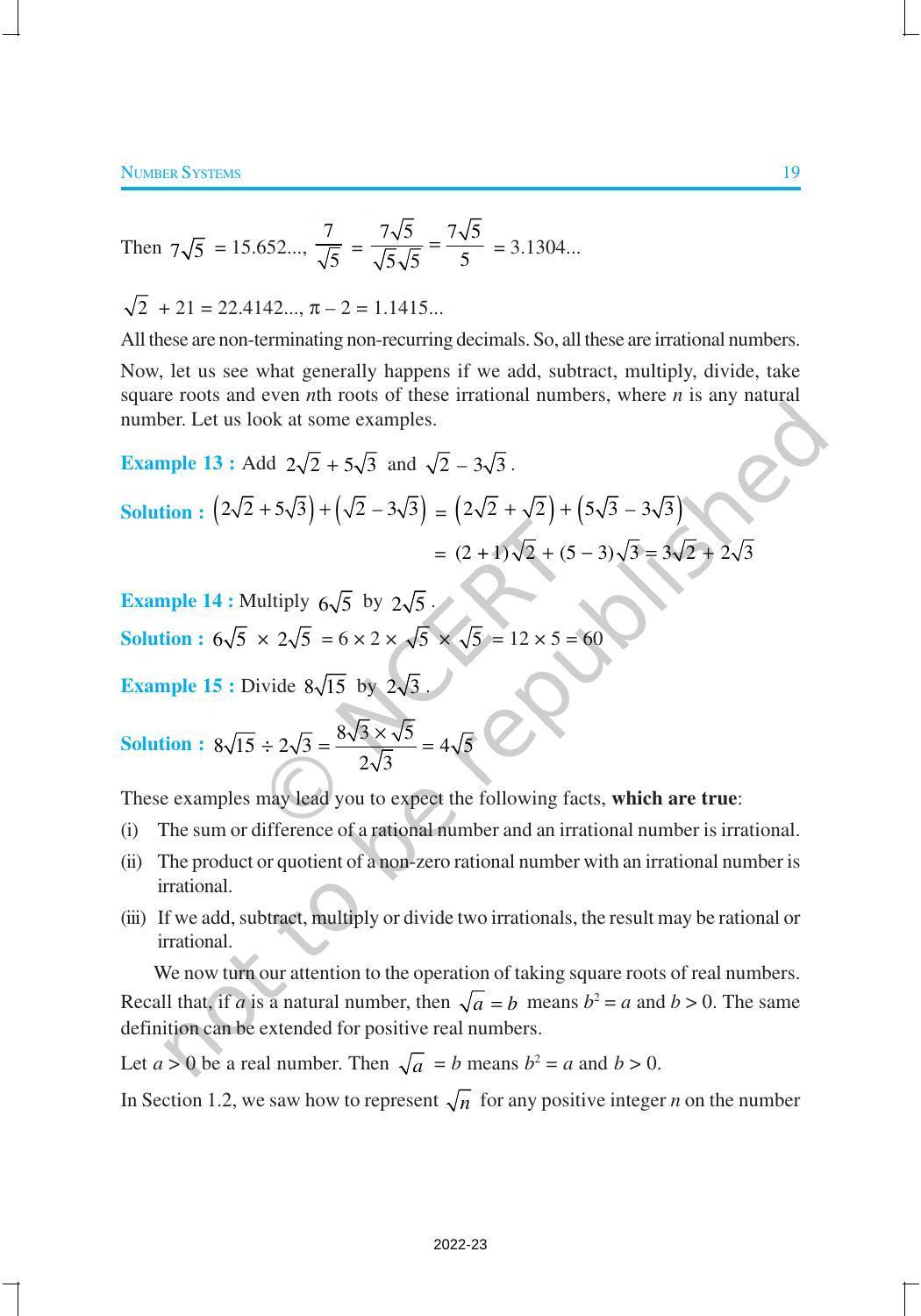 NCERT Book for Class 9 Maths Chapter 1 Number System - Page 19
