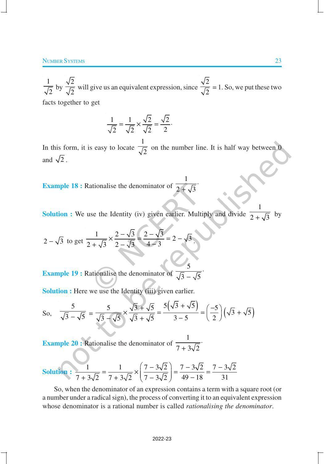 NCERT Book for Class 9 Maths Chapter 1 Number System - Page 23