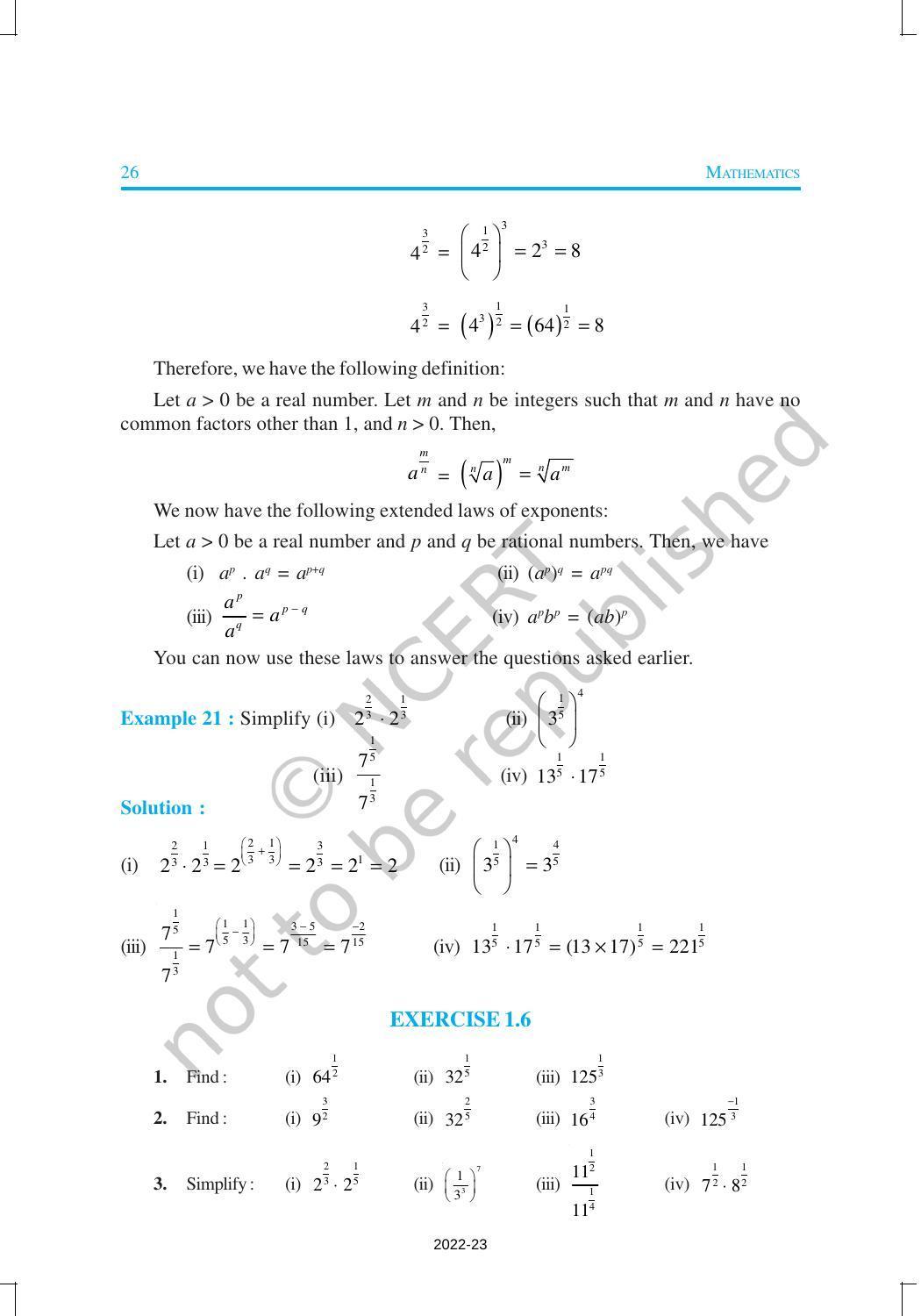 NCERT Book for Class 9 Maths Chapter 1 Number System - Page 26