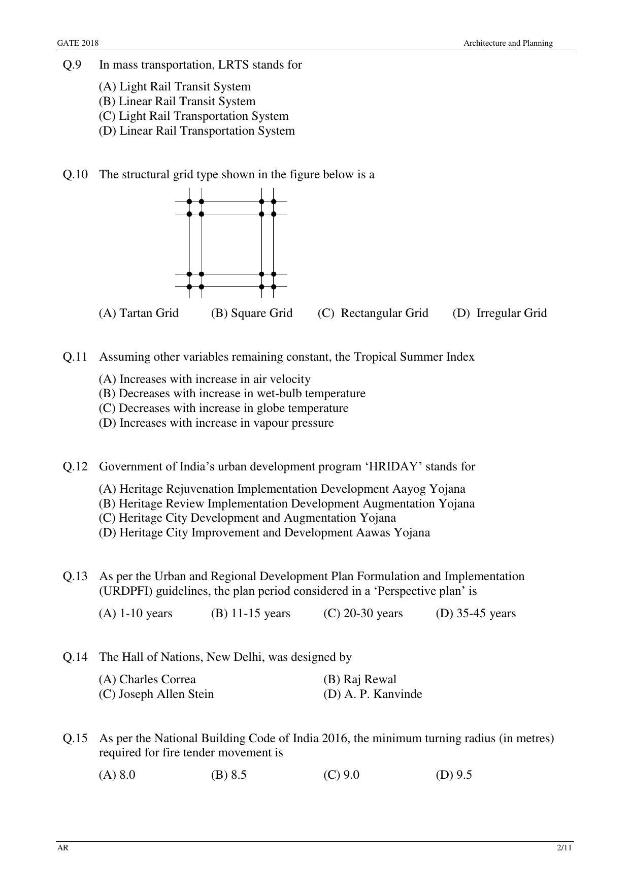 GATE 2018 Architecture and Planning (AR) Question Paper with Answer Key - Page 4