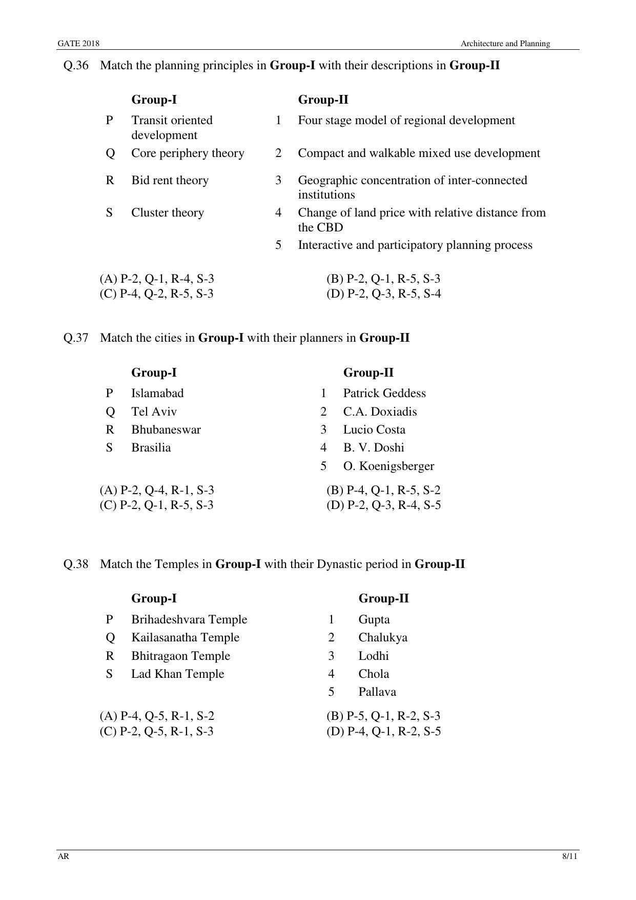 GATE 2018 Architecture and Planning (AR) Question Paper with Answer Key - Page 10