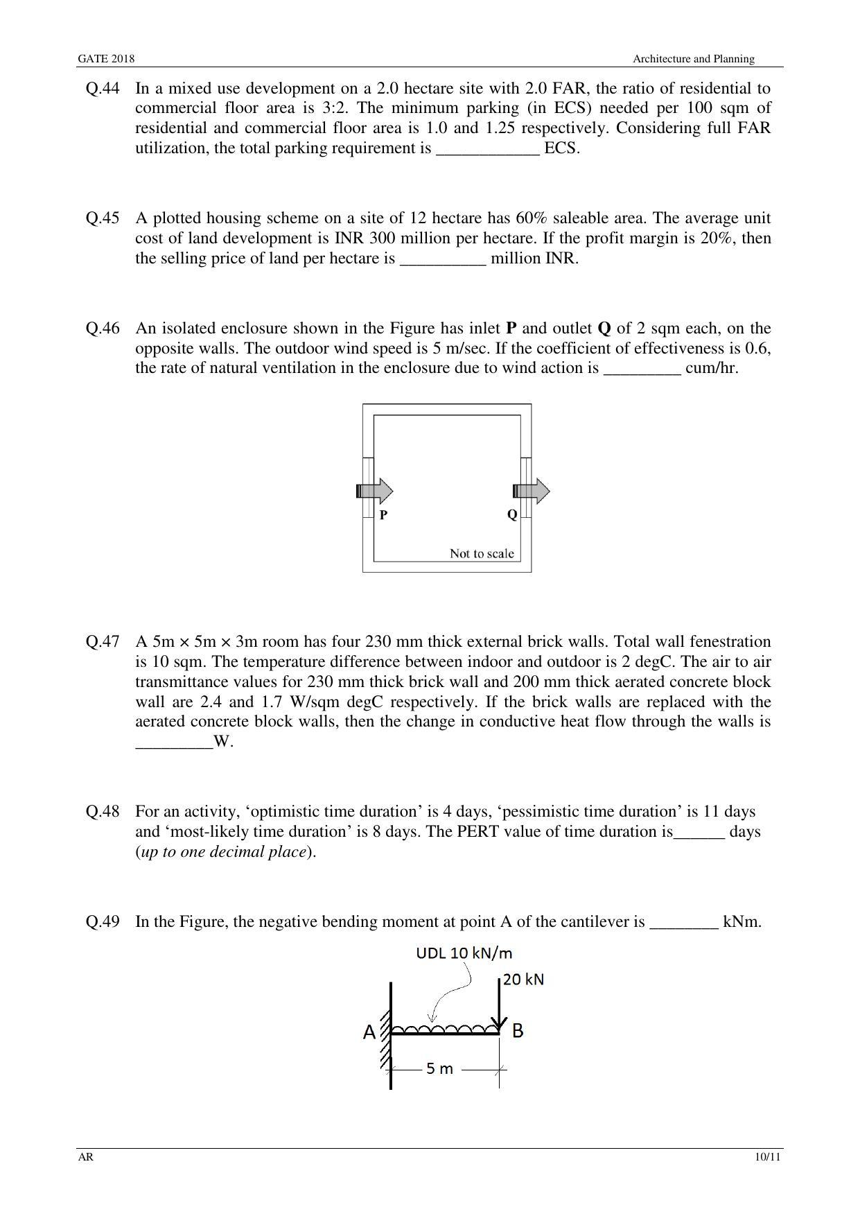 GATE 2018 Architecture and Planning (AR) Question Paper with Answer Key - Page 12