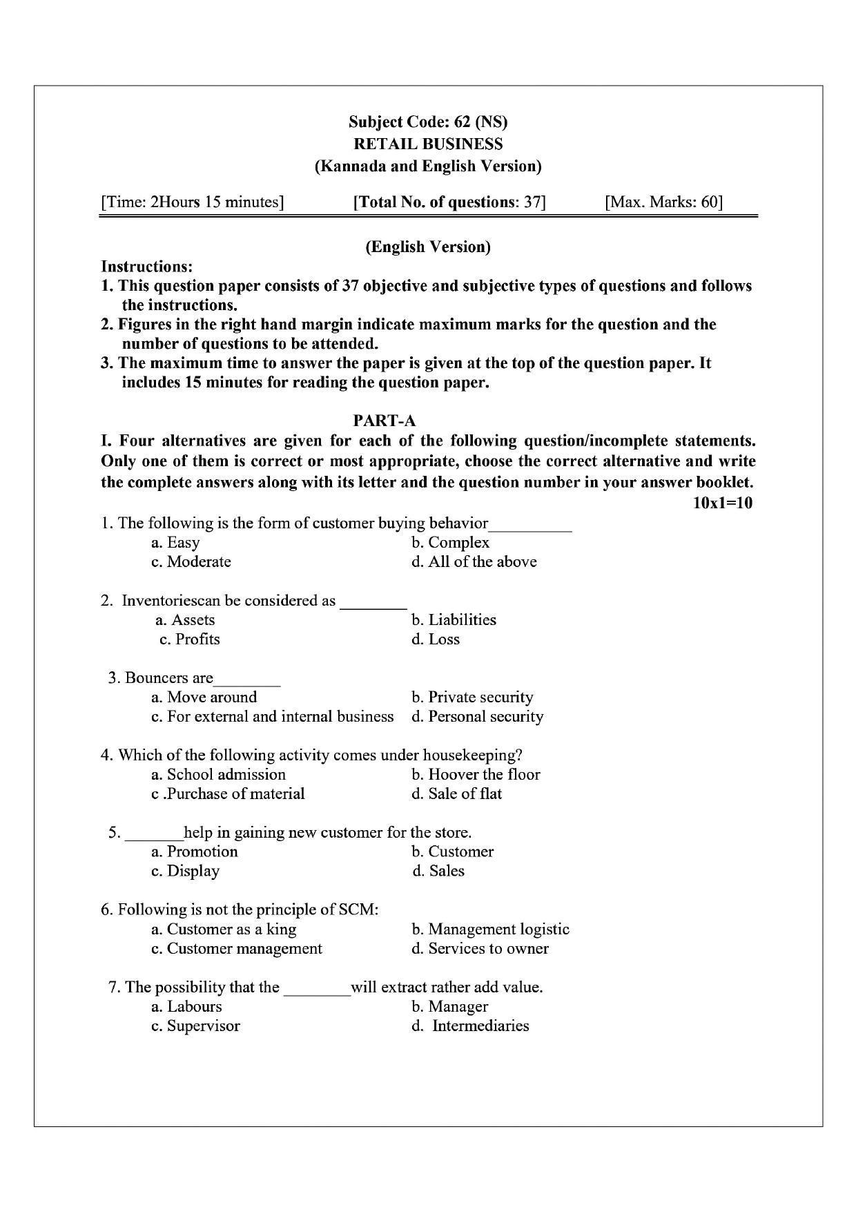 Karnataka II PUC Retail Model Question Paper 2023 - Page 4