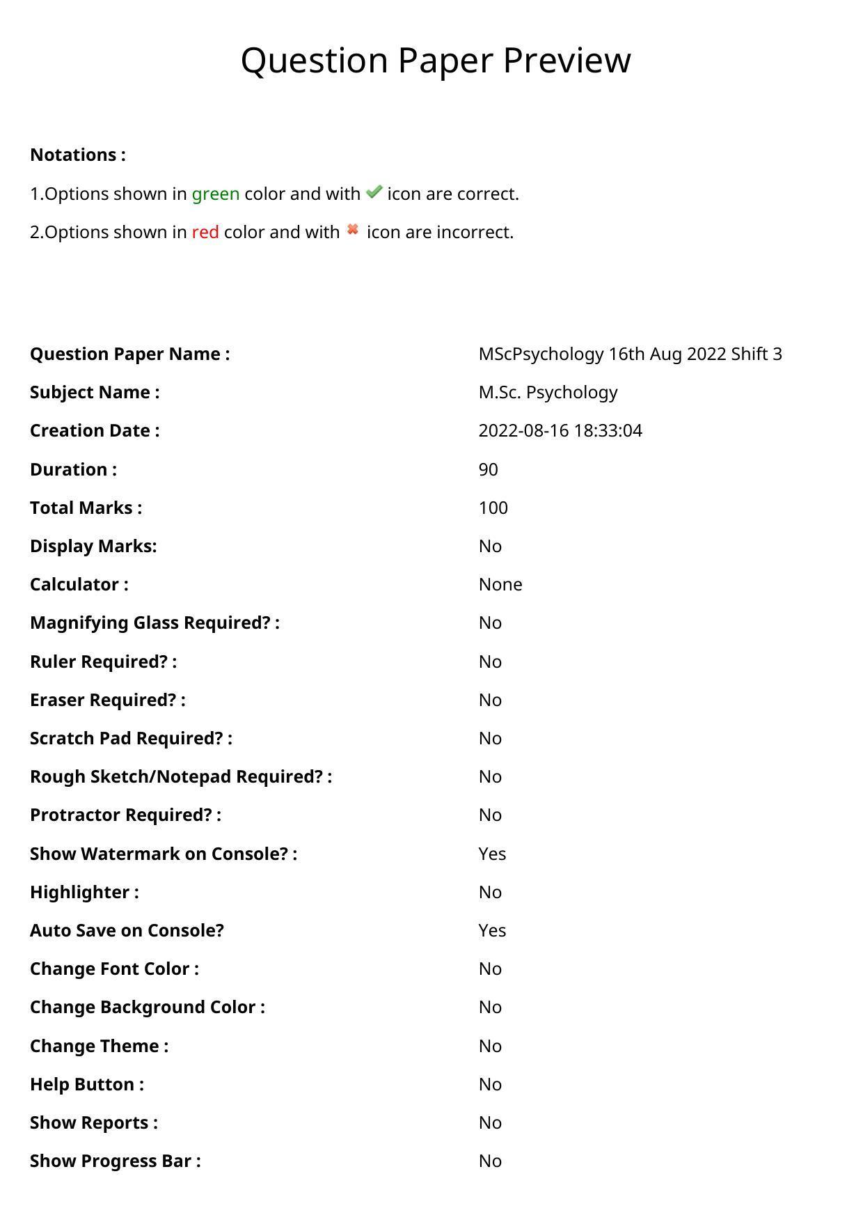 TS CPGET 2022 M.Sc Psychology Question Paper with Answer Key - Page 1