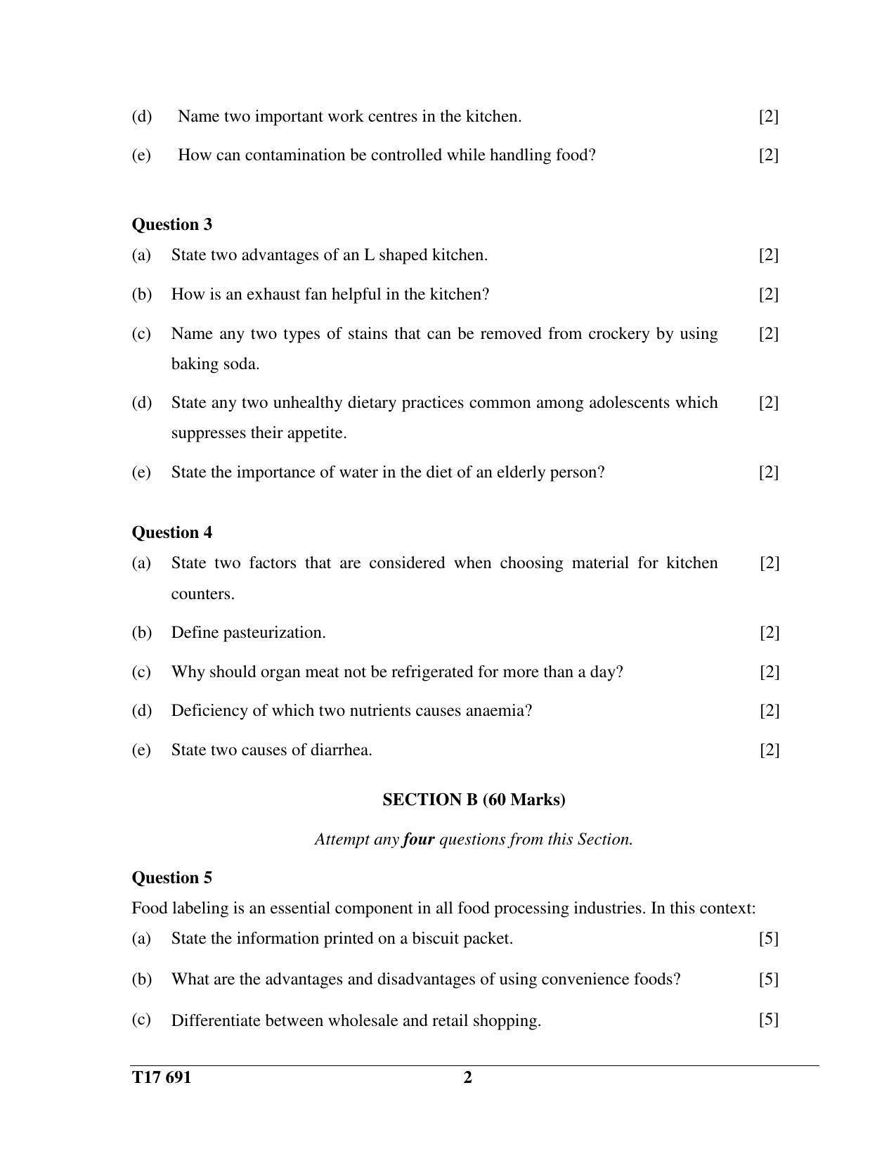 ICSE Class 10 COOKERY 2017 Question Paper - Page 2