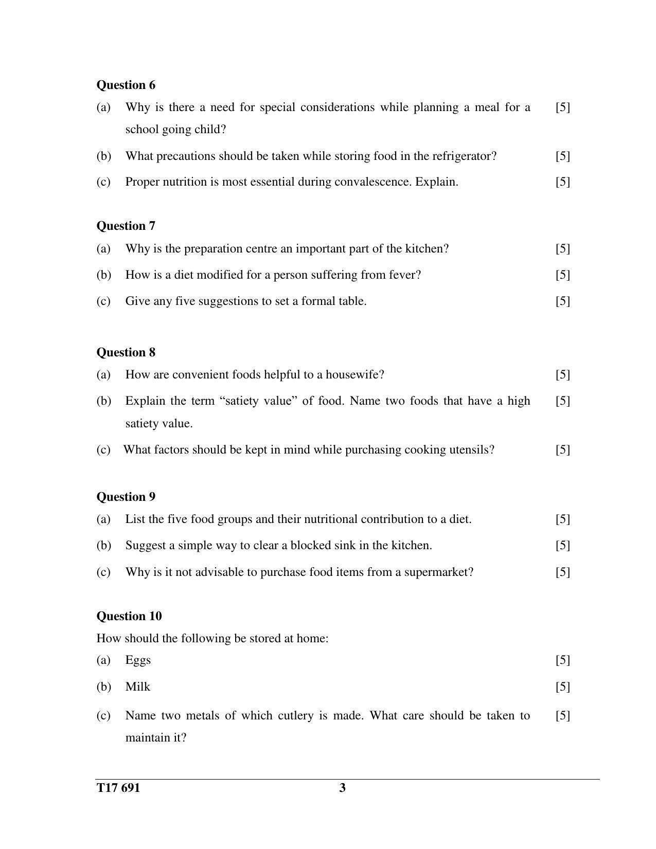 ICSE Class 10 COOKERY 2017 Question Paper - Page 3