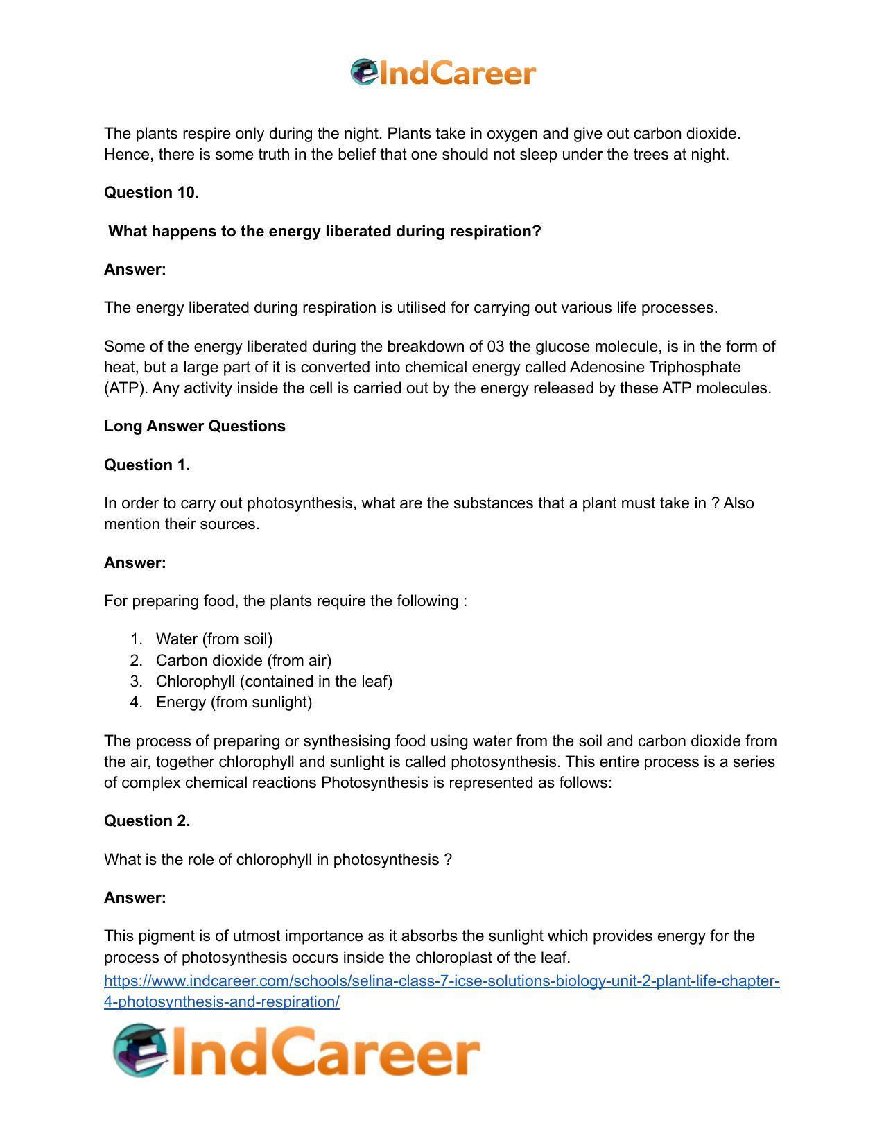 Selina Class 7 ICSE Solutions Biology (Unit 2) - Plant Life: Chapter 4- Photosynthesis and Respiration - Page 7