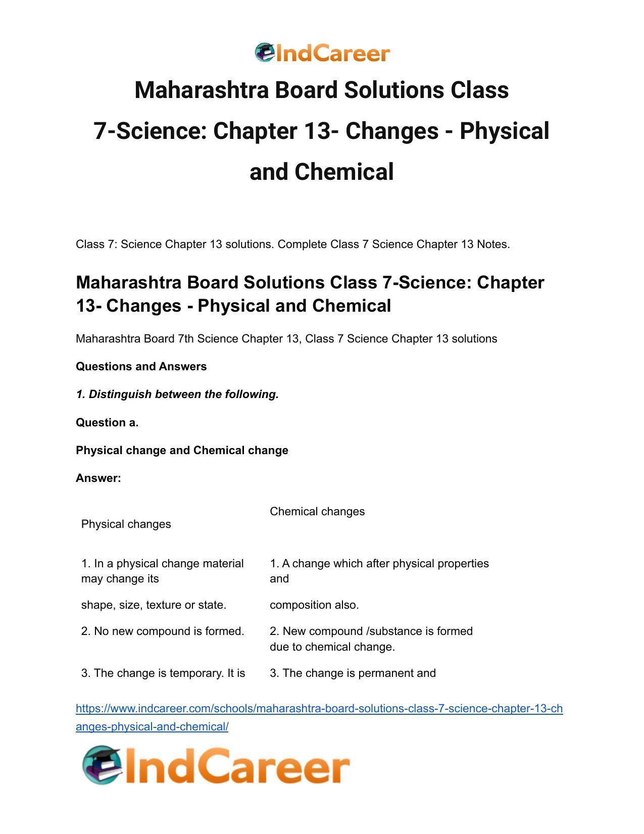 Maharashtra Board Solutions Class 7-Science: Chapter 13- Changes - Physical and Chemical - Page 2