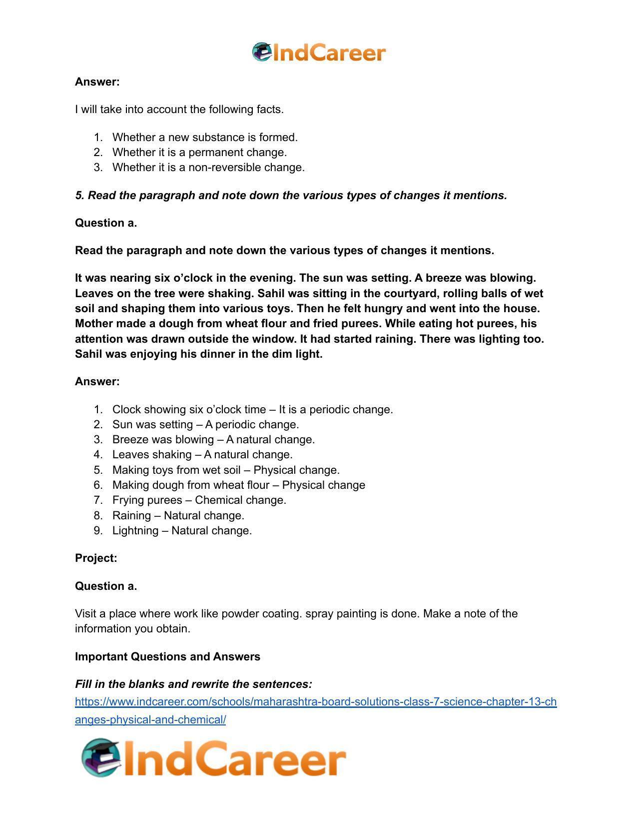 Maharashtra Board Solutions Class 7-Science: Chapter 13- Changes - Physical and Chemical - Page 7