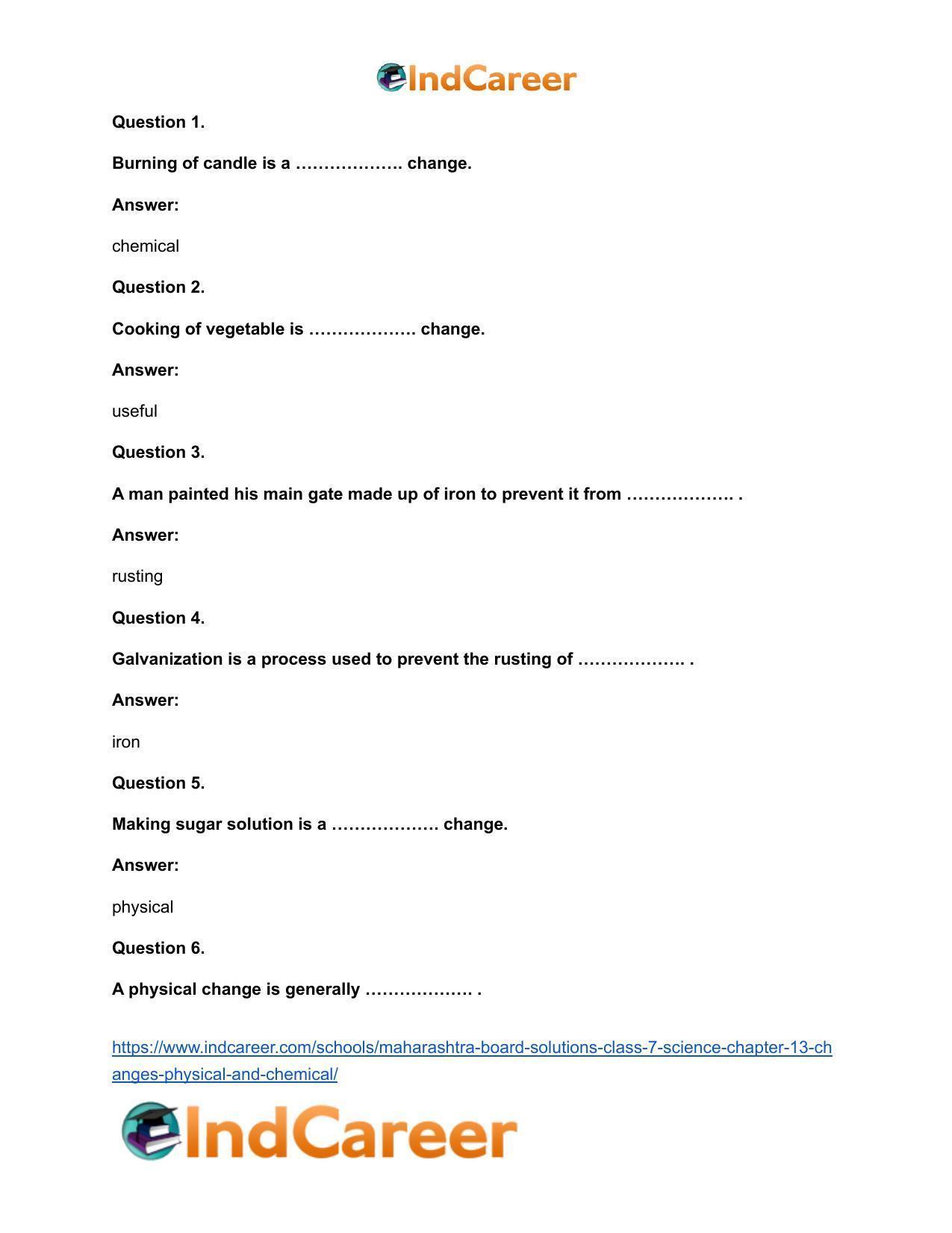 Maharashtra Board Solutions Class 7-Science: Chapter 13- Changes - Physical and Chemical - Page 8
