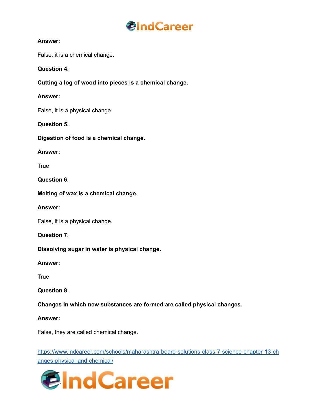 Maharashtra Board Solutions Class 7-Science: Chapter 13- Changes - Physical and Chemical - Page 10