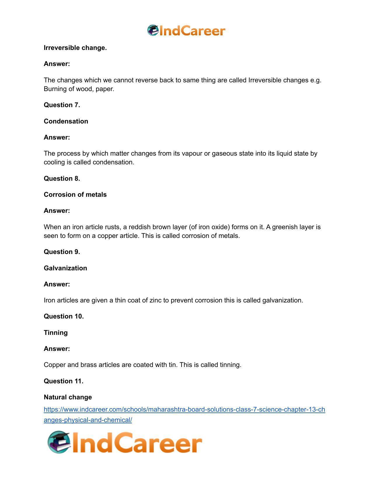 Maharashtra Board Solutions Class 7-Science: Chapter 13- Changes - Physical and Chemical - Page 13