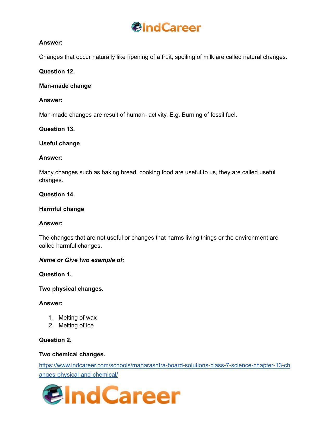 Maharashtra Board Solutions Class 7-Science: Chapter 13- Changes - Physical and Chemical - Page 14