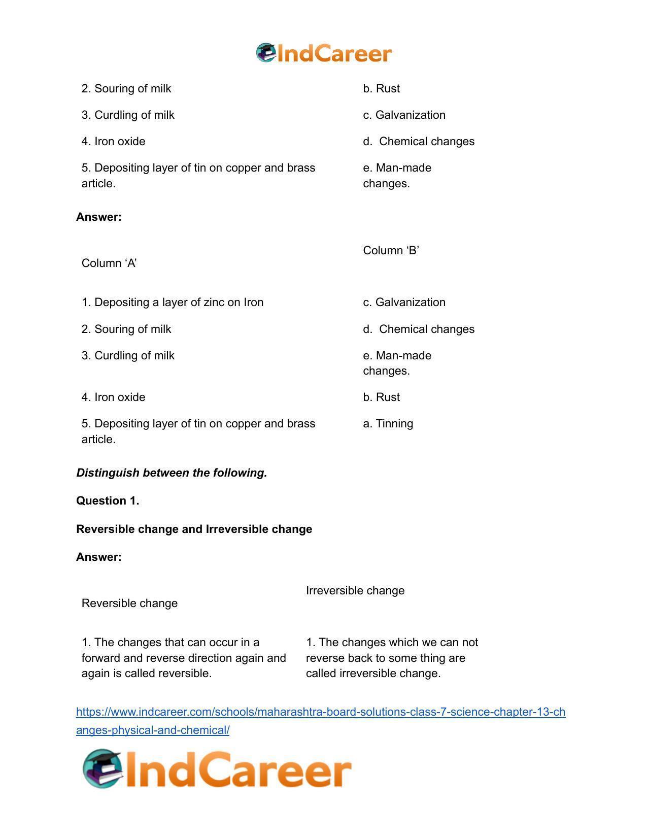 Maharashtra Board Solutions Class 7-Science: Chapter 13- Changes - Physical and Chemical - Page 18