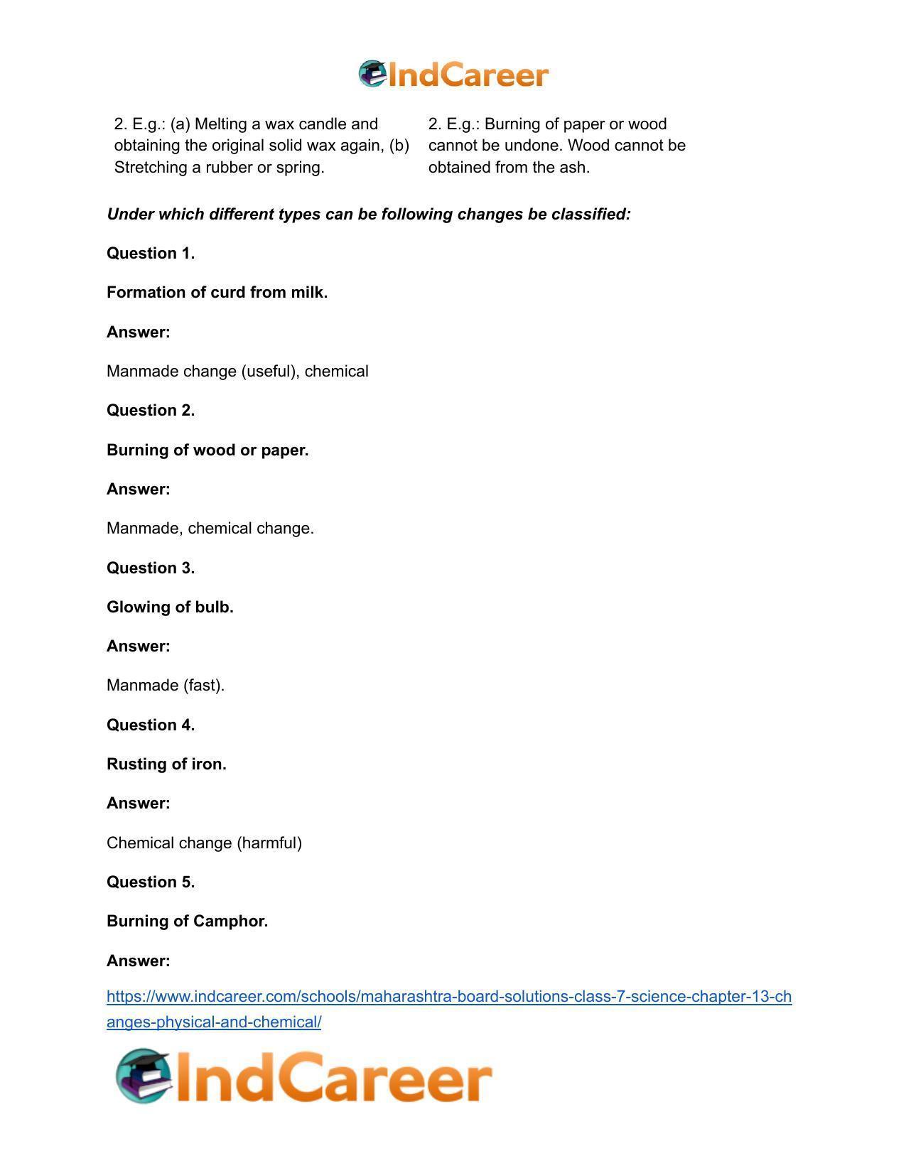 Maharashtra Board Solutions Class 7-Science: Chapter 13- Changes - Physical and Chemical - Page 19