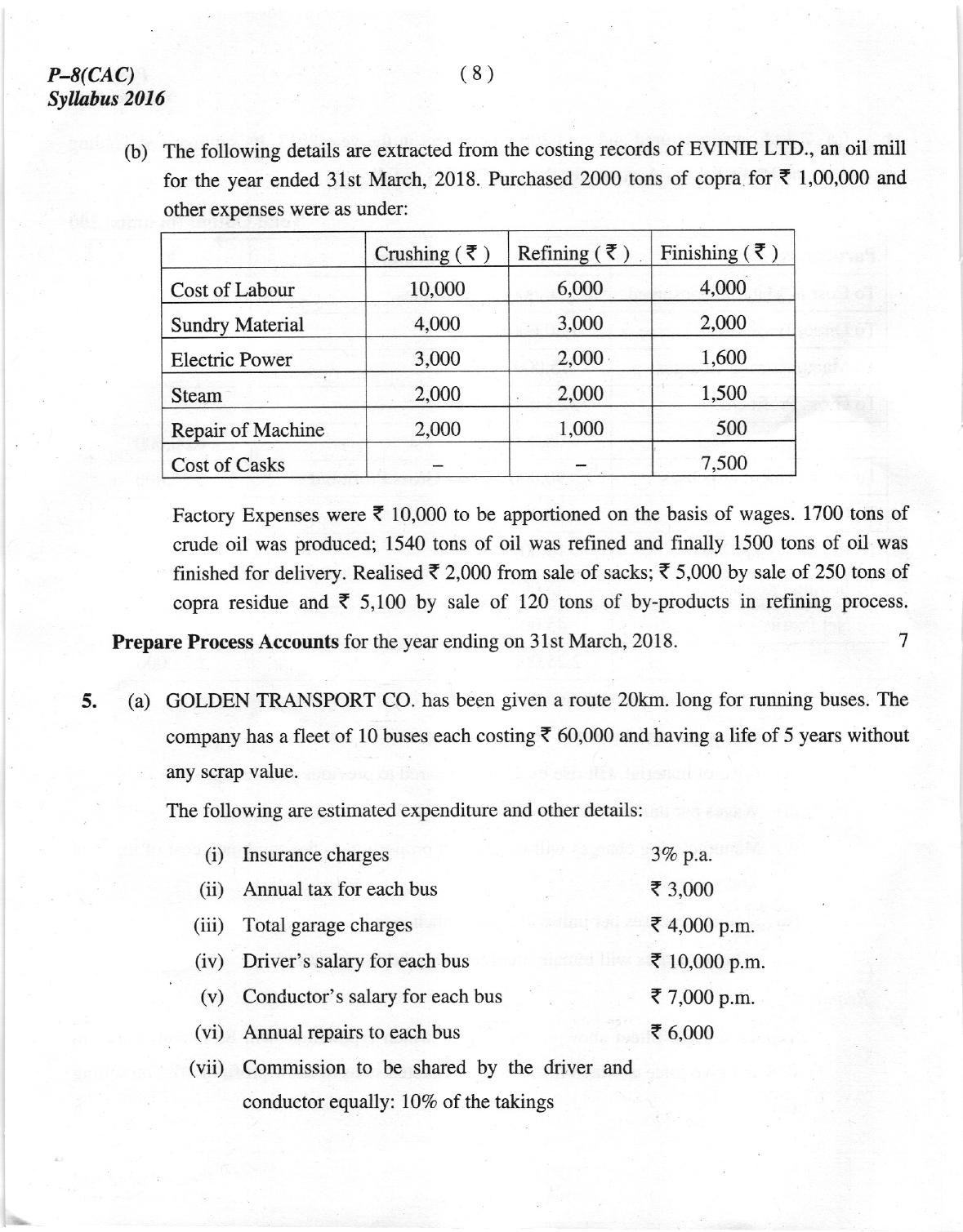 ICMAI Dec 2018 Cost Accounting Question Paper  - Page 8