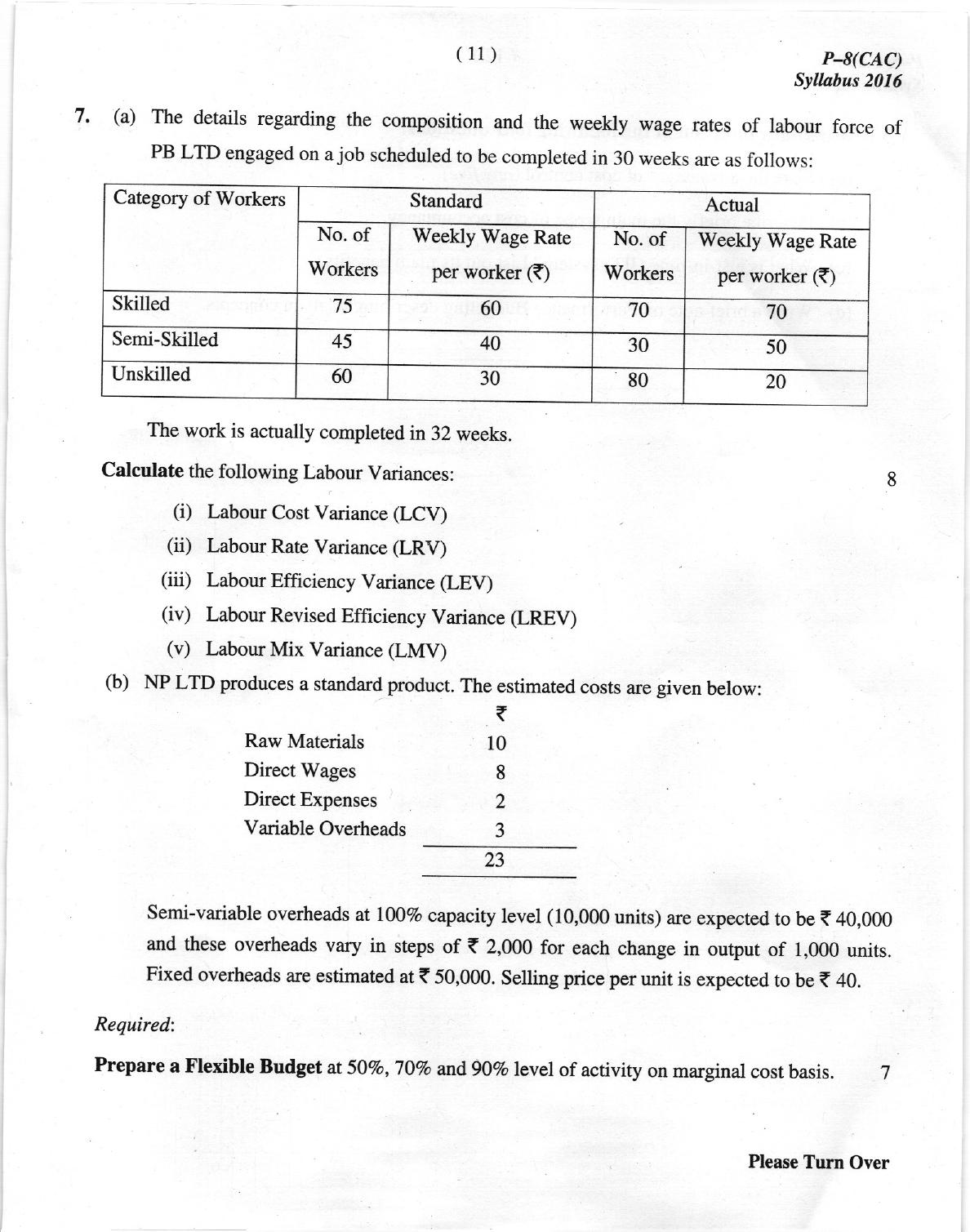 ICMAI Dec 2018 Cost Accounting Question Paper  - Page 11