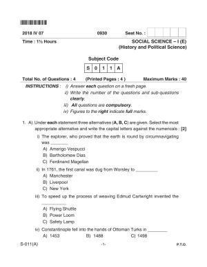 Goa Board Class 10 Social Science(E)  011 (April 2018) Question Paper