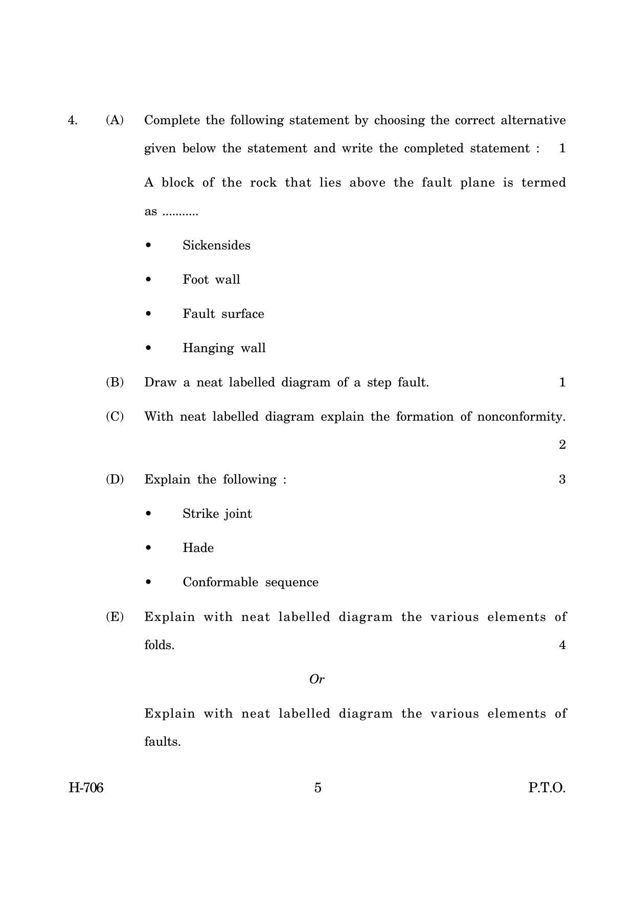 Goa Board Class 12 Geology (June 2019) Question Paper - Page 5