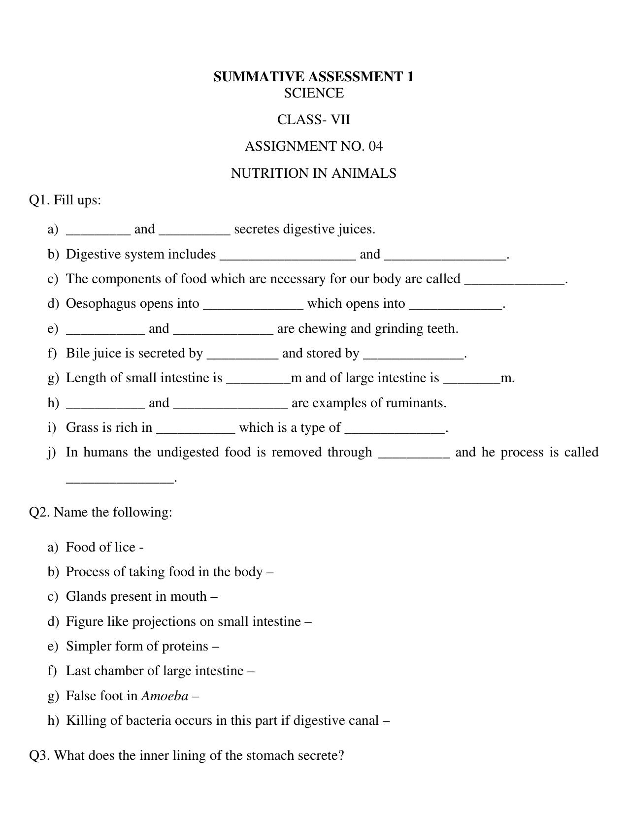 CBSE Worksheets for Class 7 Science Assignment 20 - Page 1