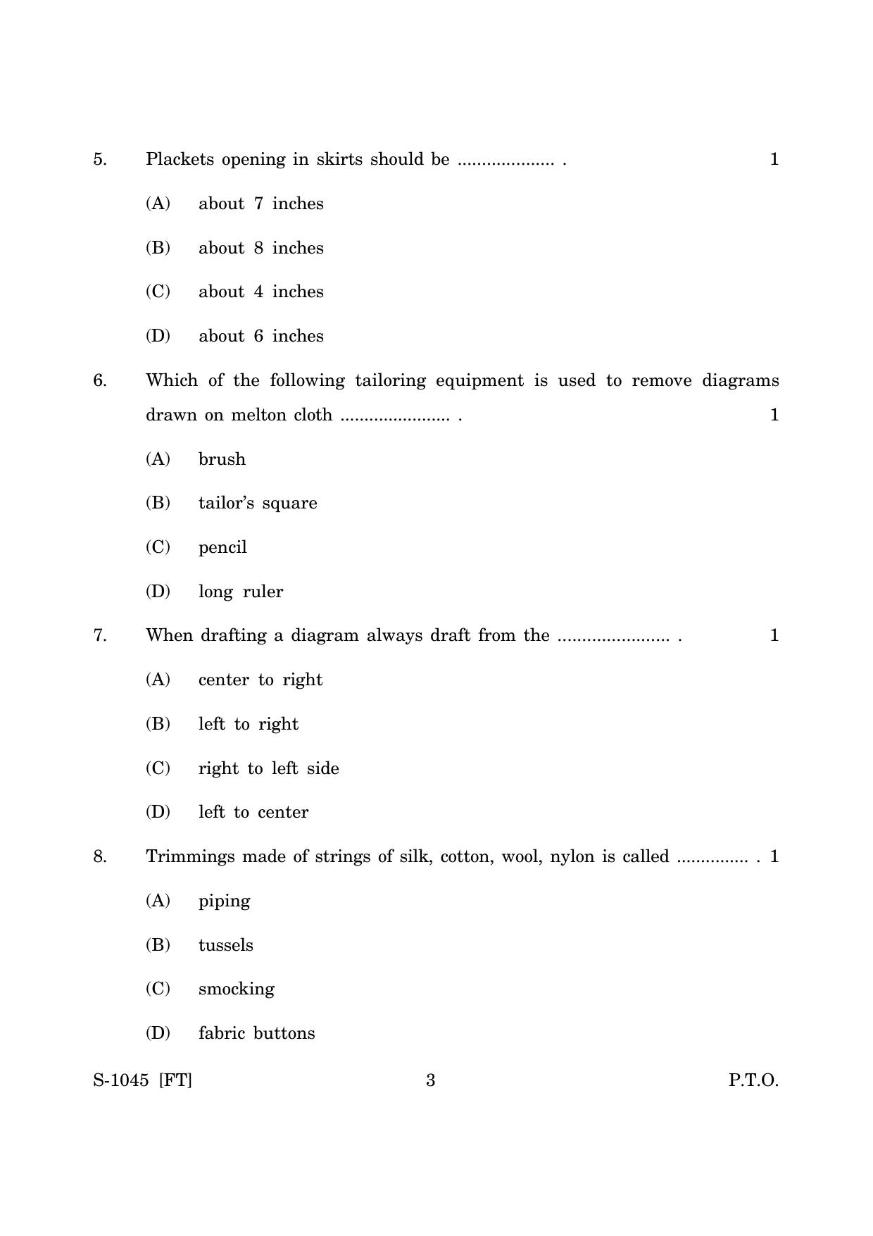 Goa Board Class 10 Garment Cutting and Sewing (November 2022) Question Paper - Page 3