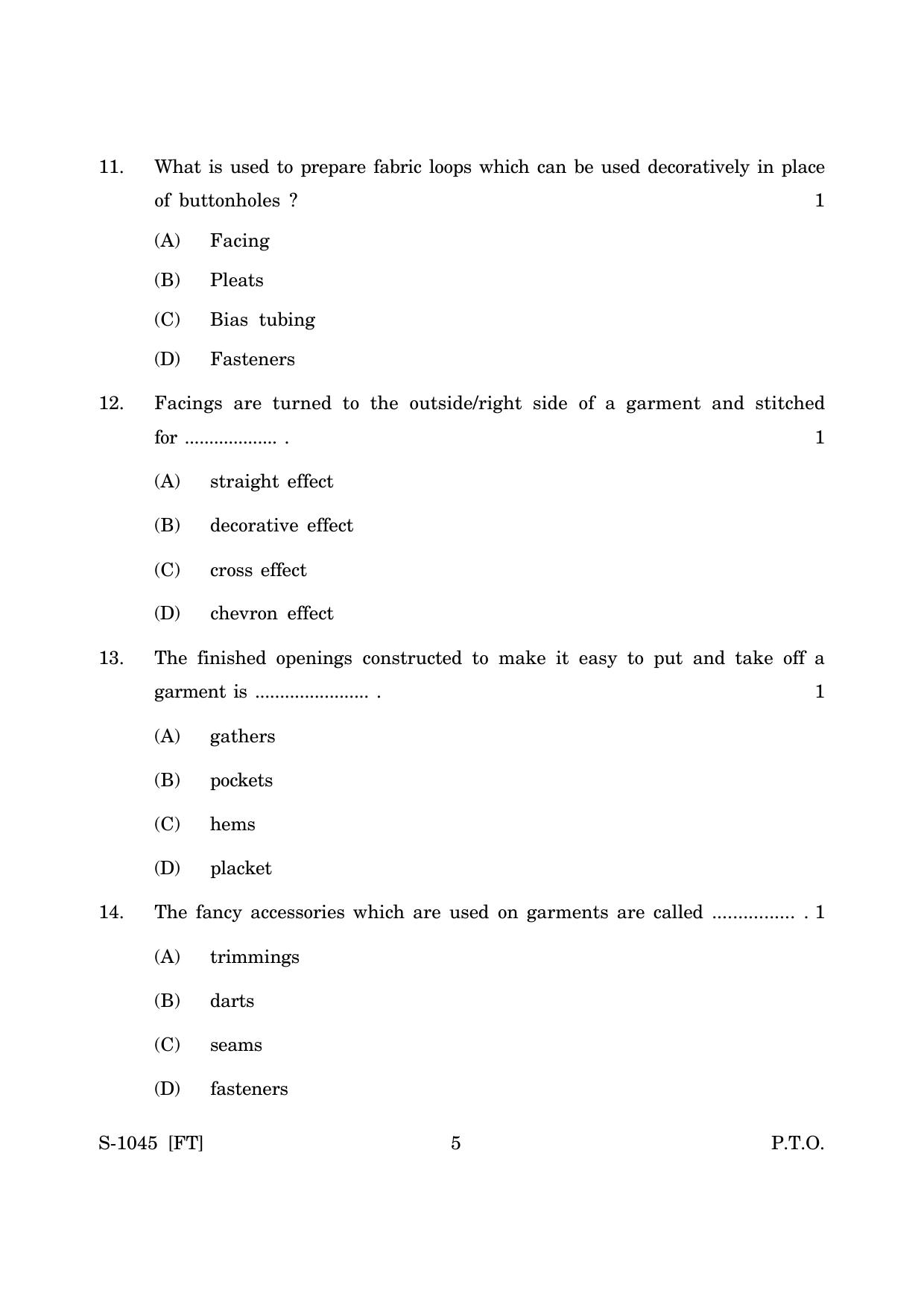 Goa Board Class 10 Garment Cutting and Sewing (November 2022) Question Paper - Page 5