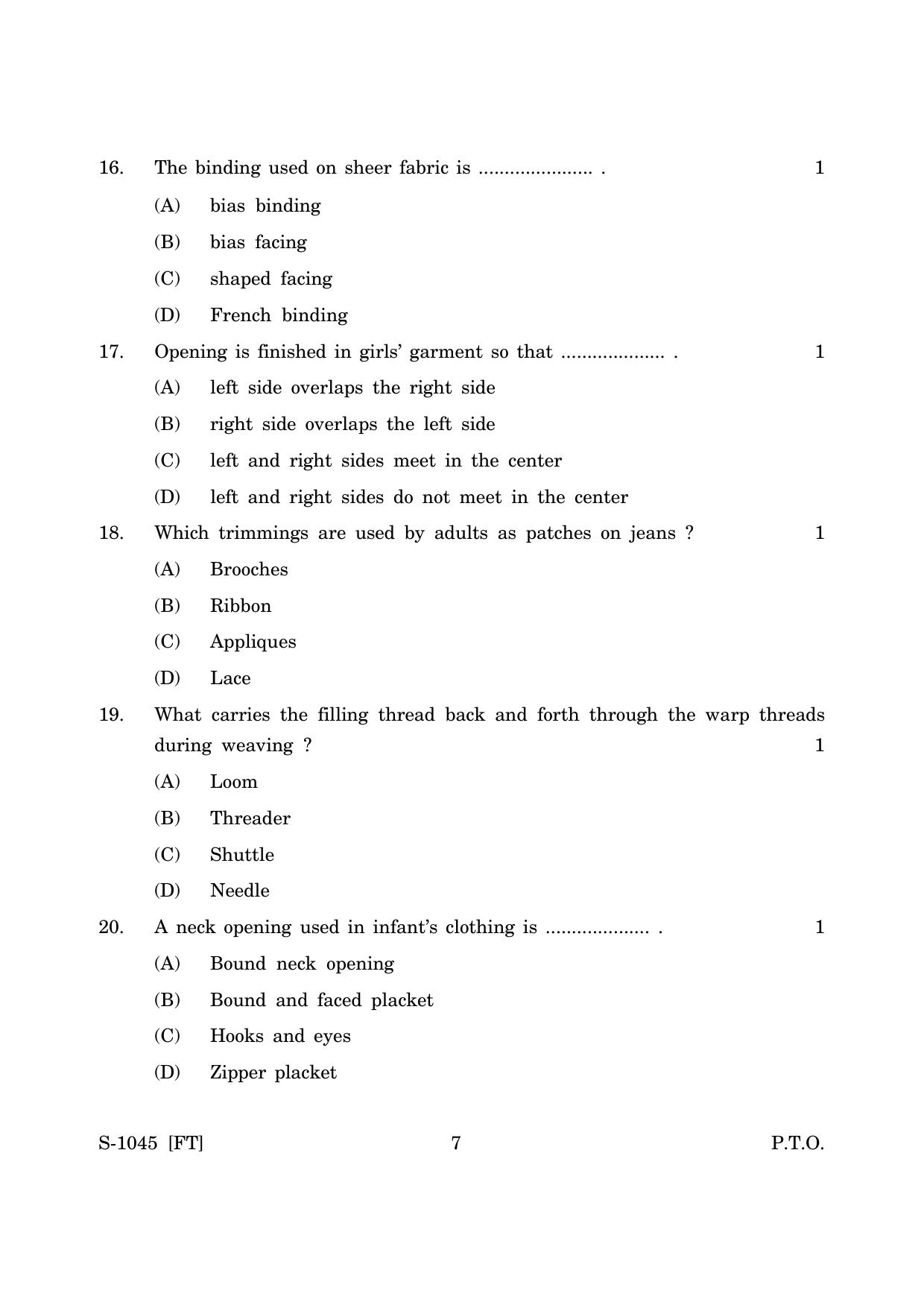 Goa Board Class 10 Garment Cutting and Sewing (November 2022) Question Paper - Page 7