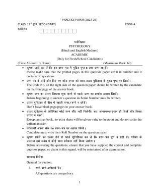 Haryana Board Class 12 Psychology Code A Sample Papers