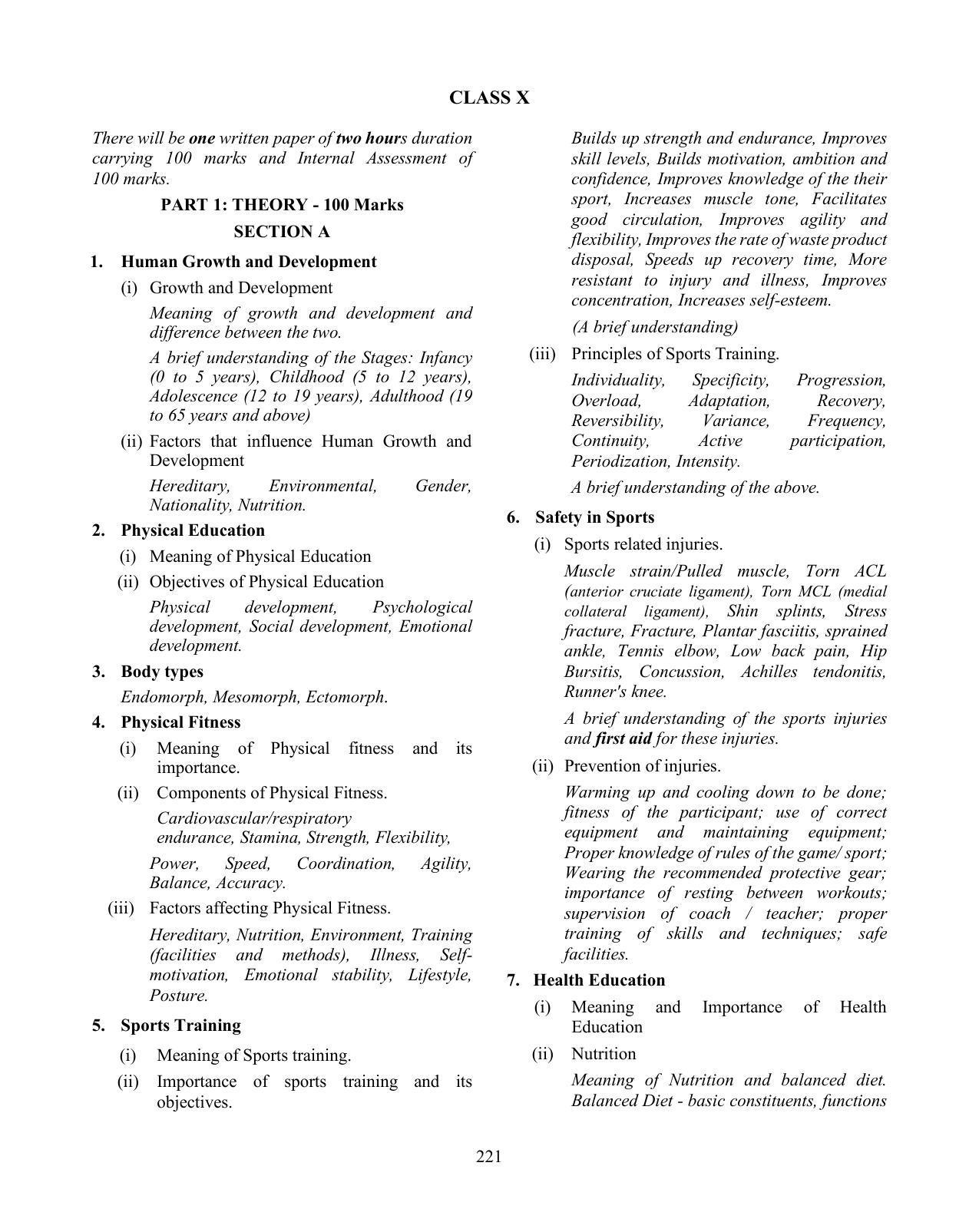 ICSE Physical Education Syllabus 2026 - Page 8
