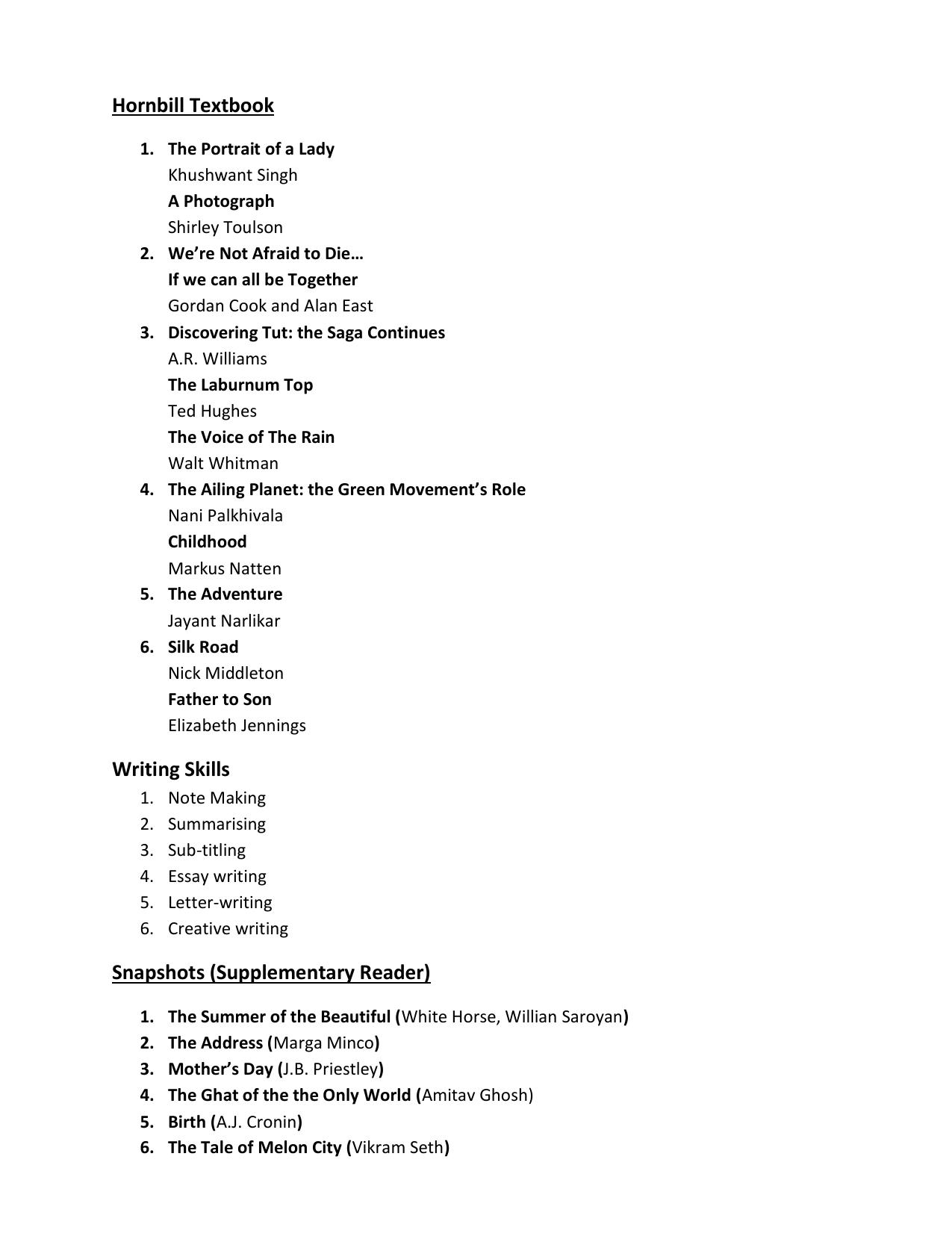 HP Board Class 11th Syllabus for English - Page 3