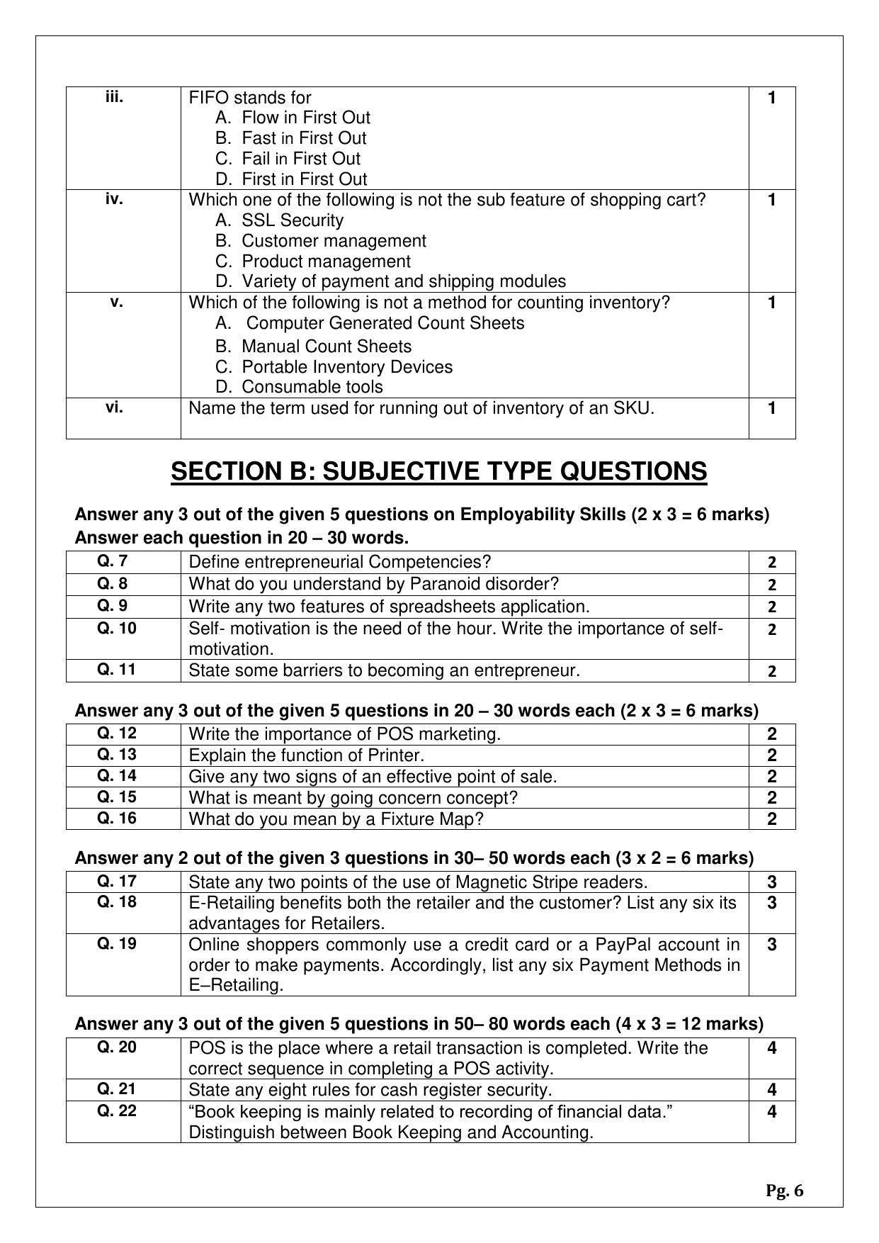 CBSE Class 12 Retail Sample Papers 2023 IndCareer Docs