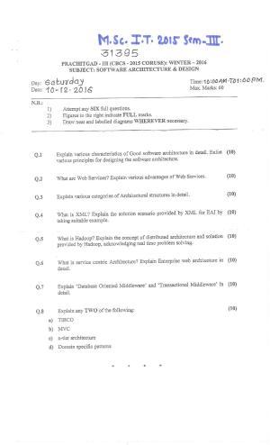 Bharati Vidyapeeth M.SC IT 2015 (SEM-III) Question Paper