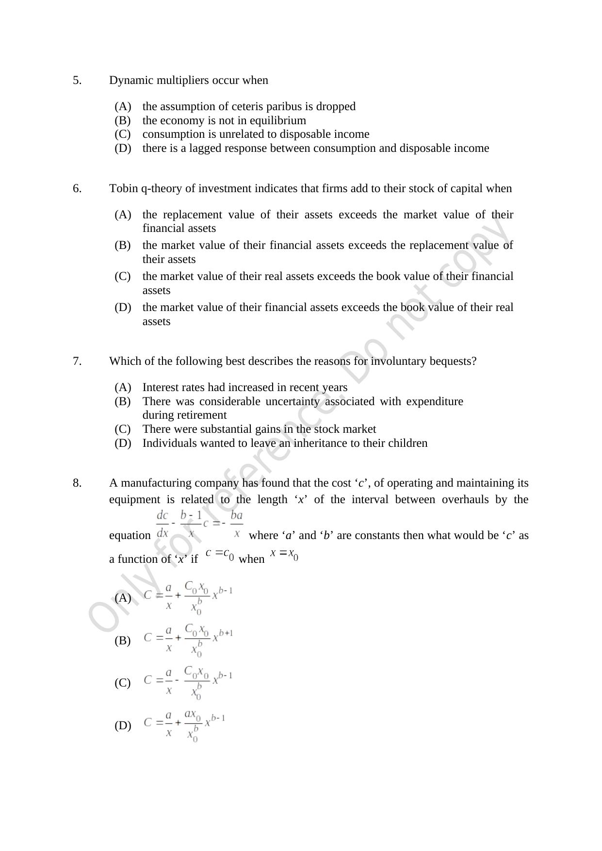 CUSAT CAT 2021 Econometrics And Financial Technology Question Paper - Page 2